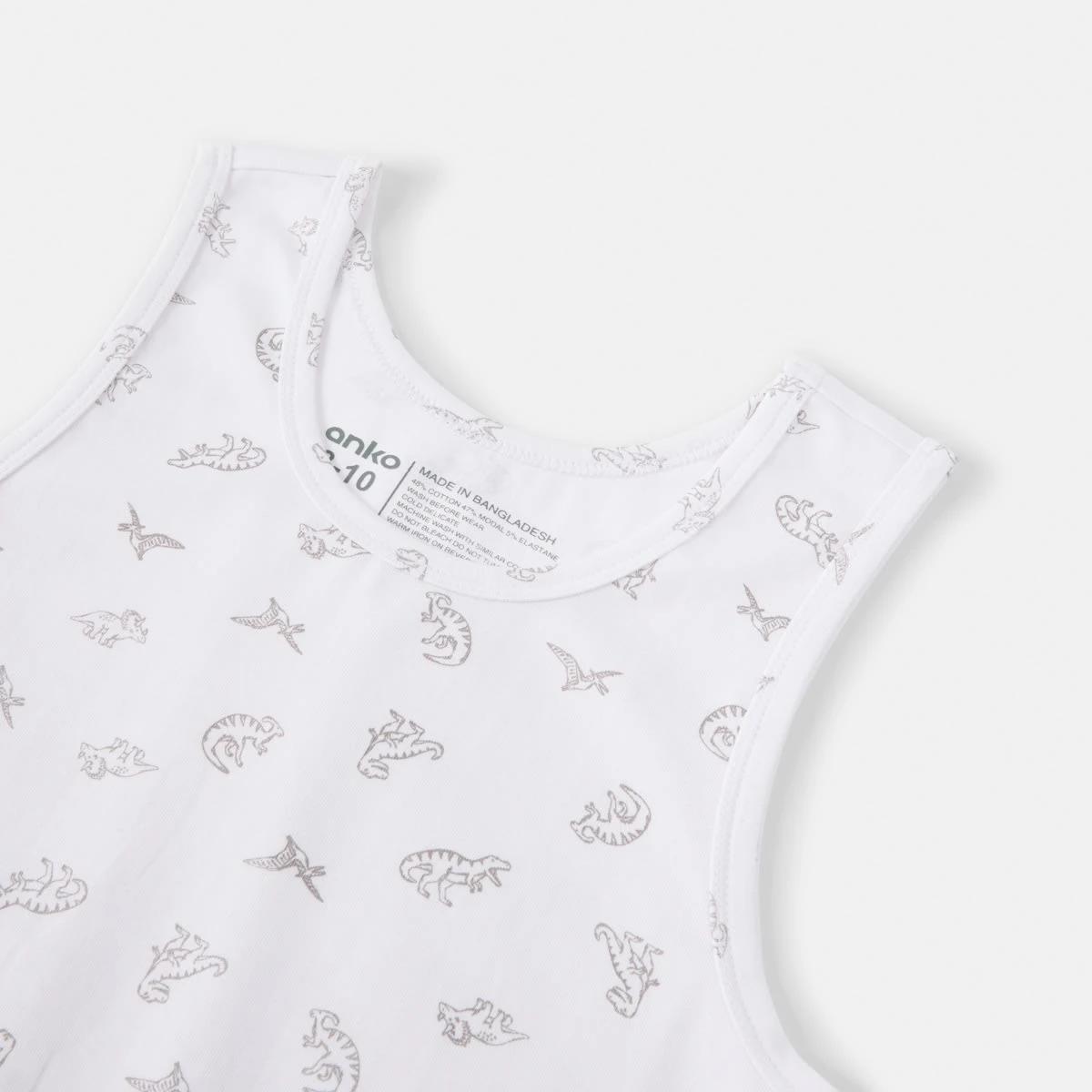 3 3 Pack Super Soft Singlets Blu Dino, 3 of 6