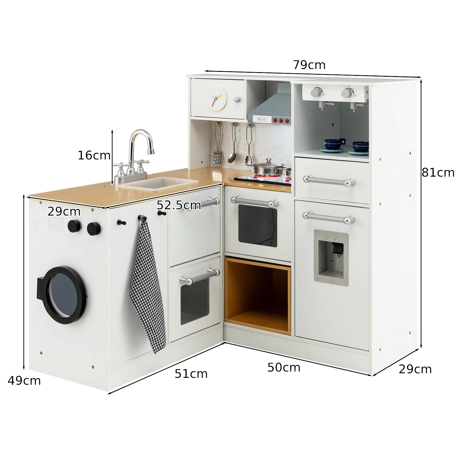 2 Costway Kitchen Playset Wooden Toy w/Light & Sound, 2 of 3