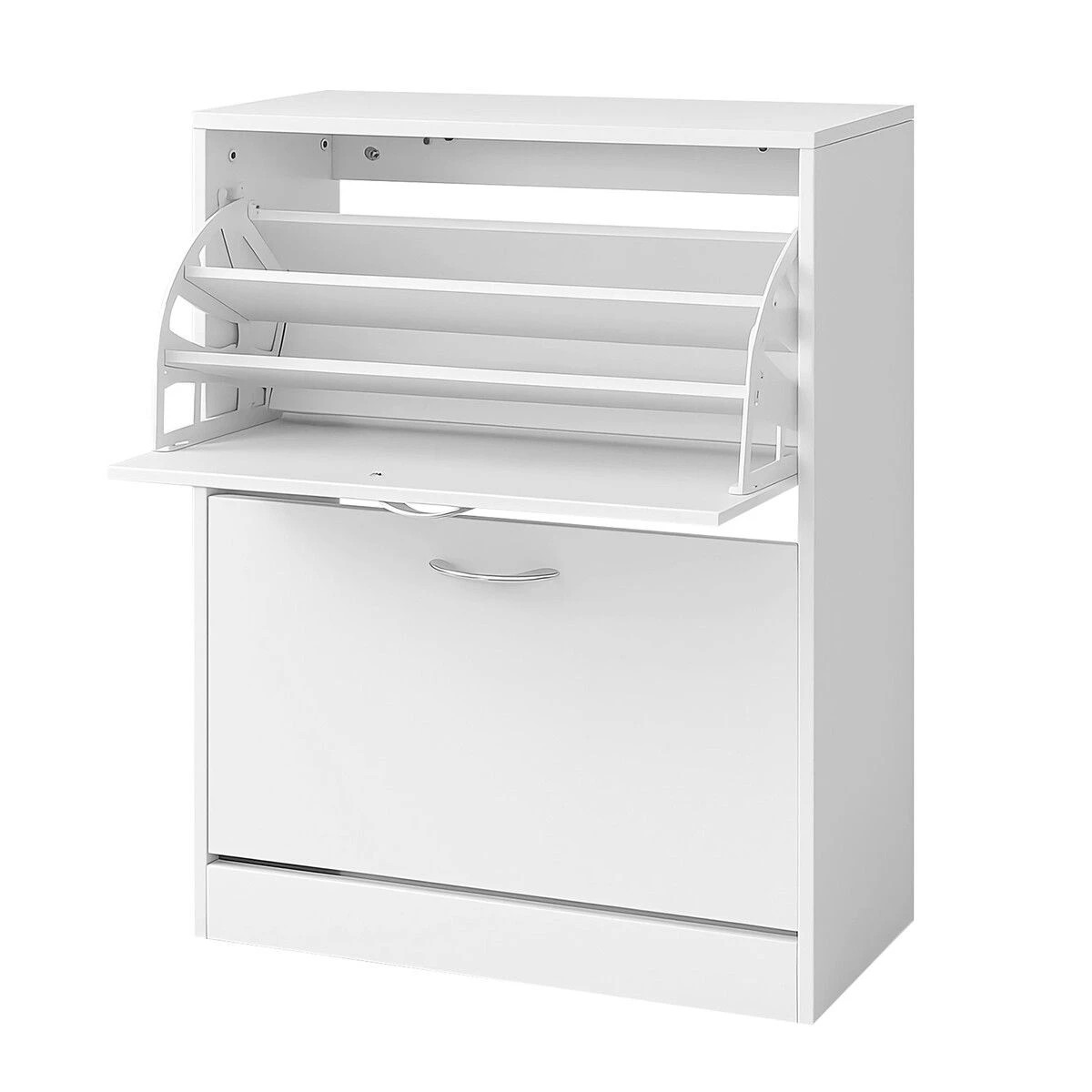 2 Ausway Shoe Cabinet Cupboard Hidden Sneaker Footwear Storage - White, 2 of 4