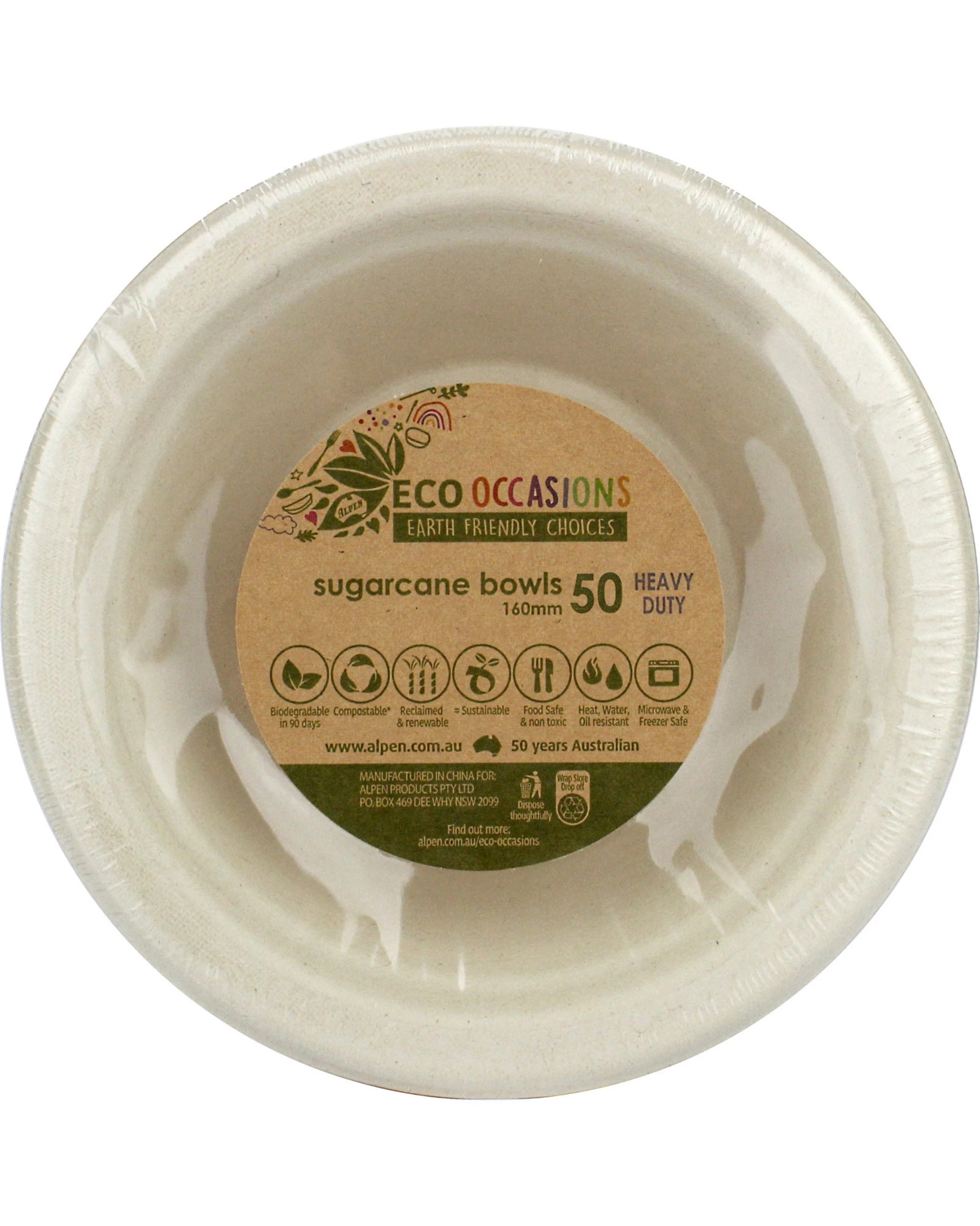 2 Alpen Natural Sugar Cane Bowls 16cm Bulk Pack of 50, 2 of 3