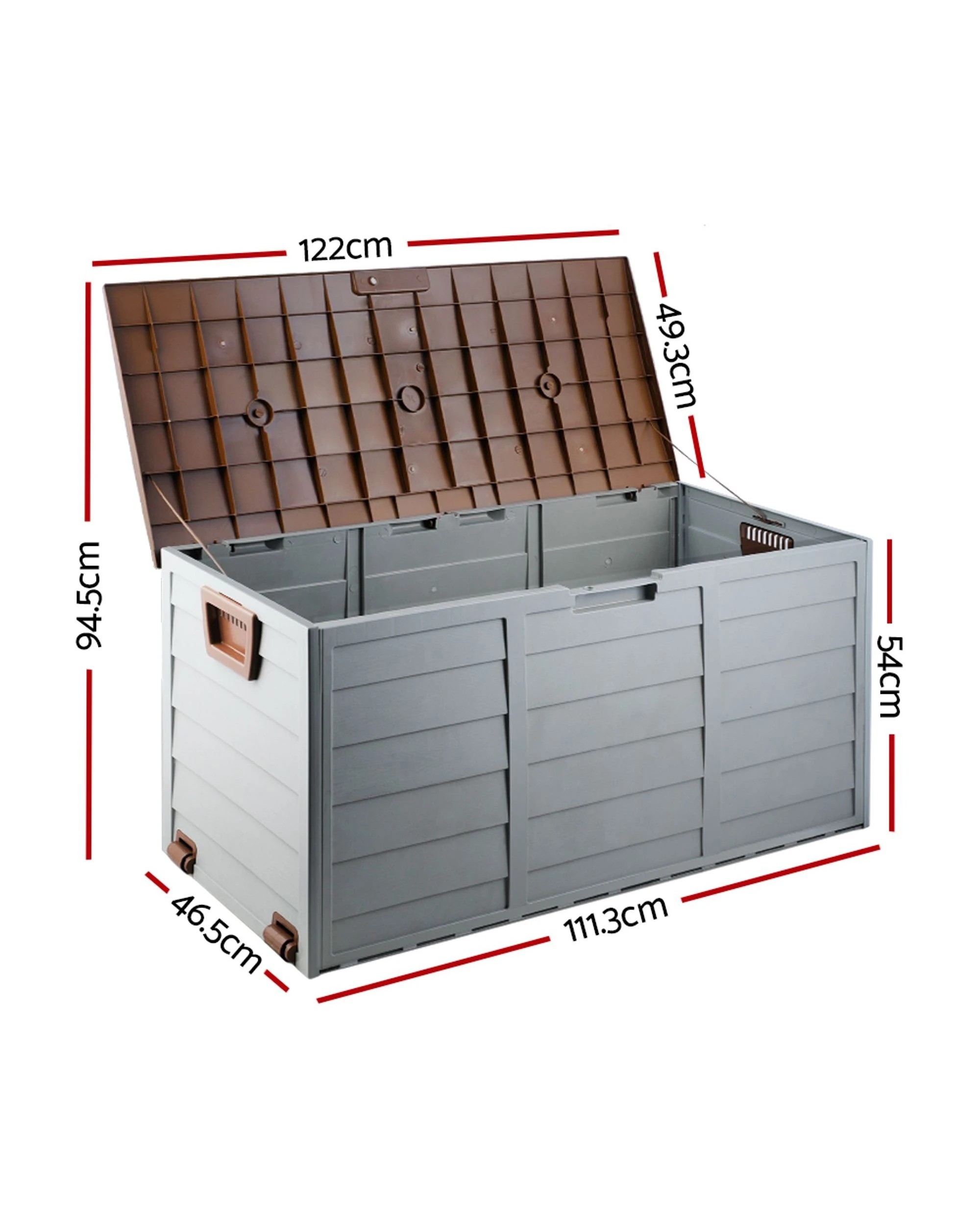 3 Gardeon Outdoor Storage Box 290L Lockable - Brown, 3 of 8