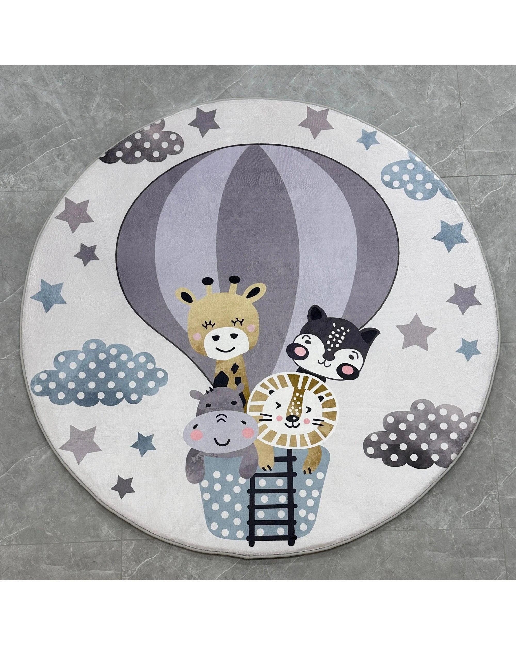 2 La Grace Home Ultra Soft Plush Kids Ballon Grey Mat - 120x120cm, 2 of 3