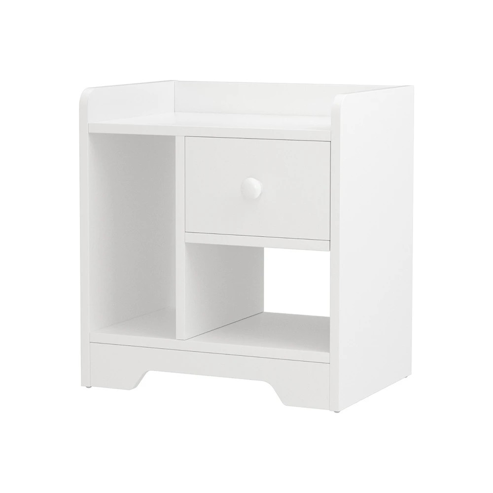 1 Artiss Bedside Table Drawer Nightstand Side End Table Storage Open Shelf - White, 1 of 8
