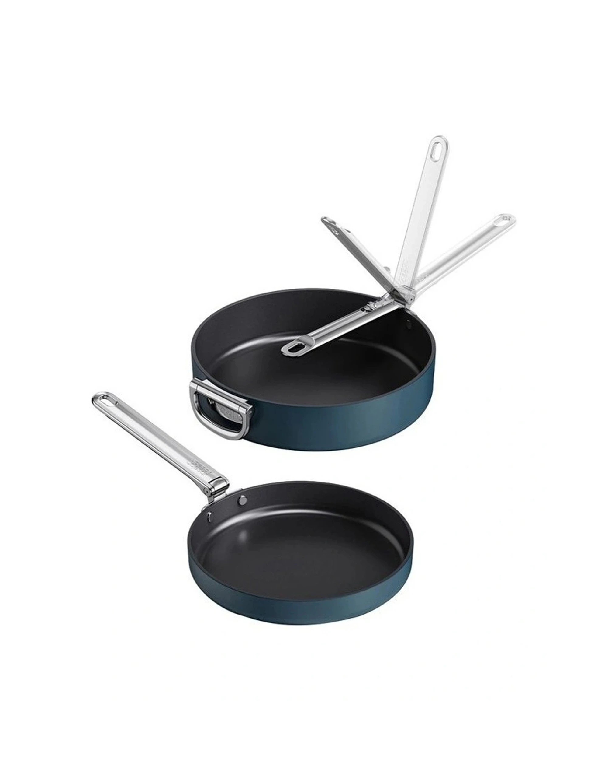 1 Joseph Joseph 2pc Space Folding Handle Non-stick Frying Pan Set - Blue, 1 of 4