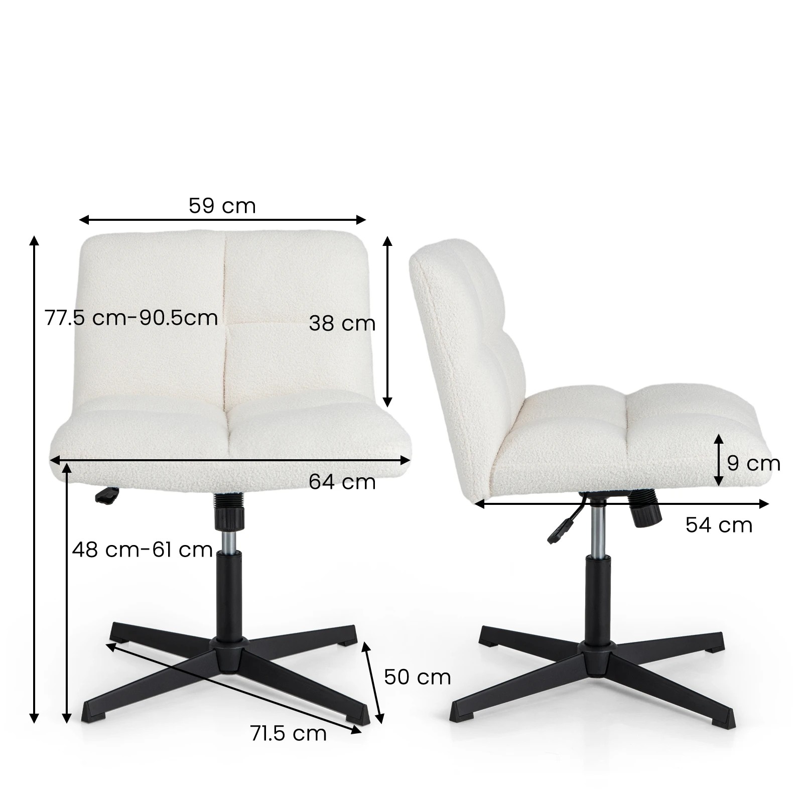 3 Costway Modern Office Chair Leisure Chair Adjustable Height & Back Vanity Chair - Beige, 3 of 3