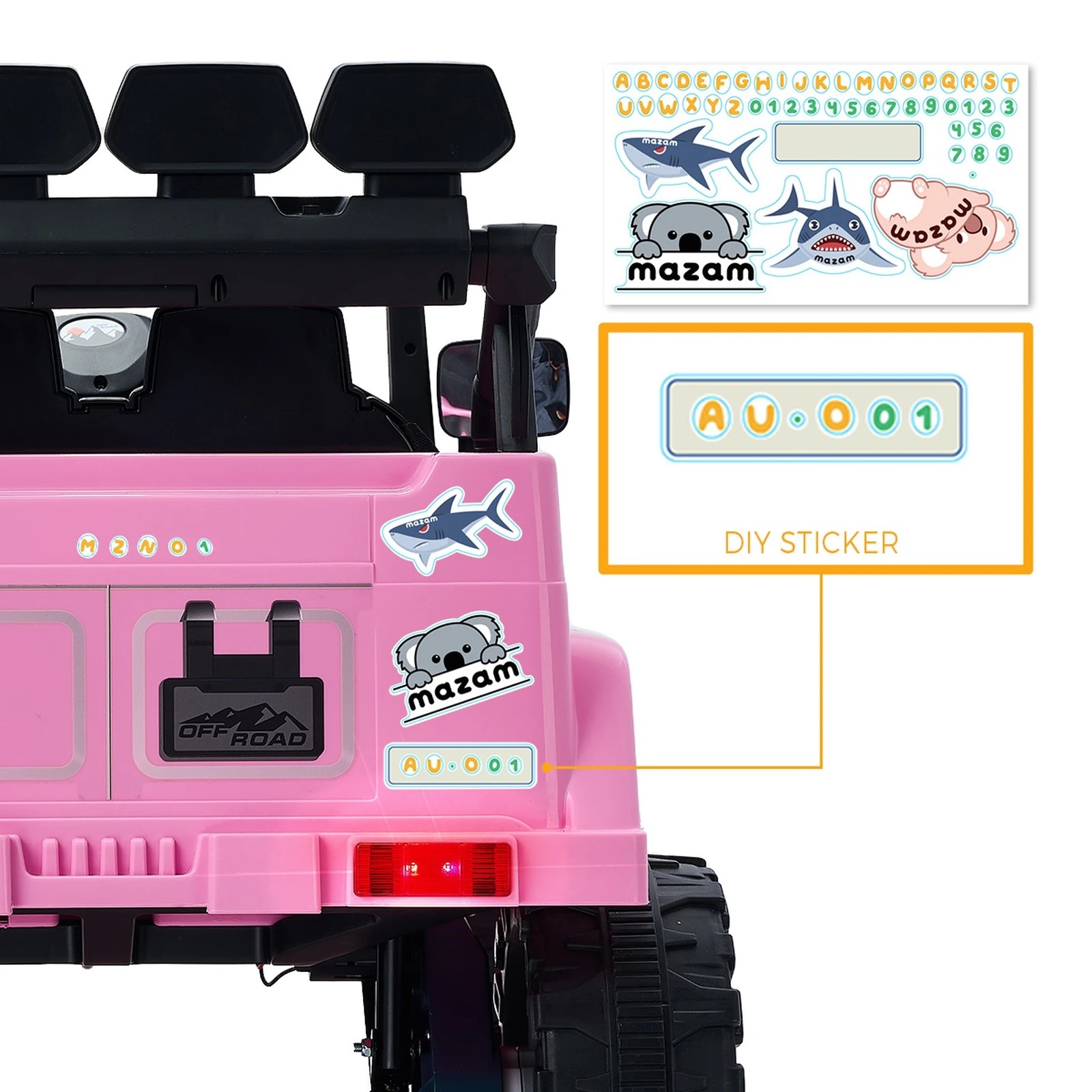 7 Mazam Ride On Car Kids Electric Jeep Bluetooth Light Music Remote Control
 - Pink, 7 of 10