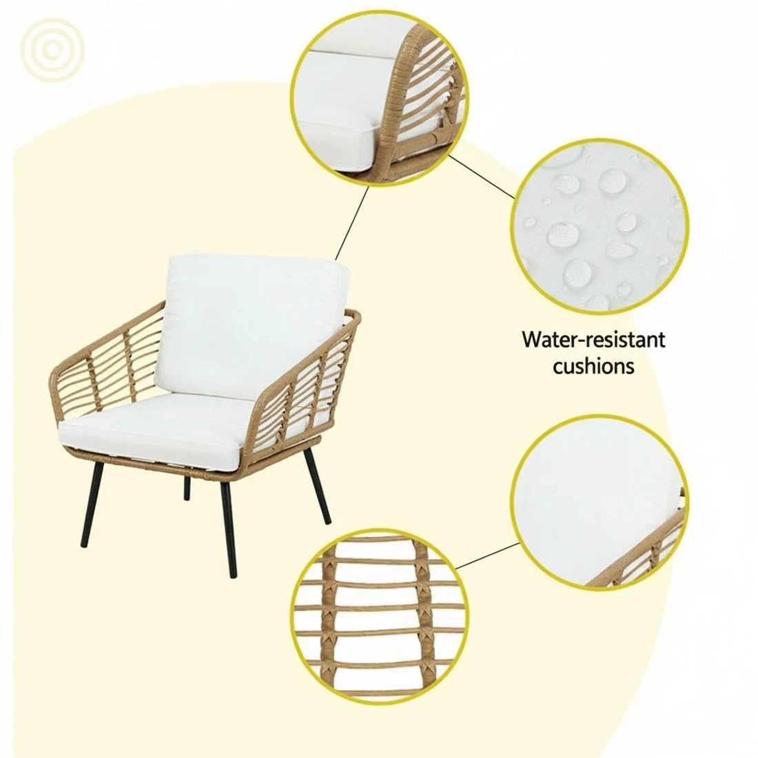 6 Gardeon 4-Piece Outdoor Sofa Set Rattan Lounge Setting Table Chairs - Brown, 6 of 7