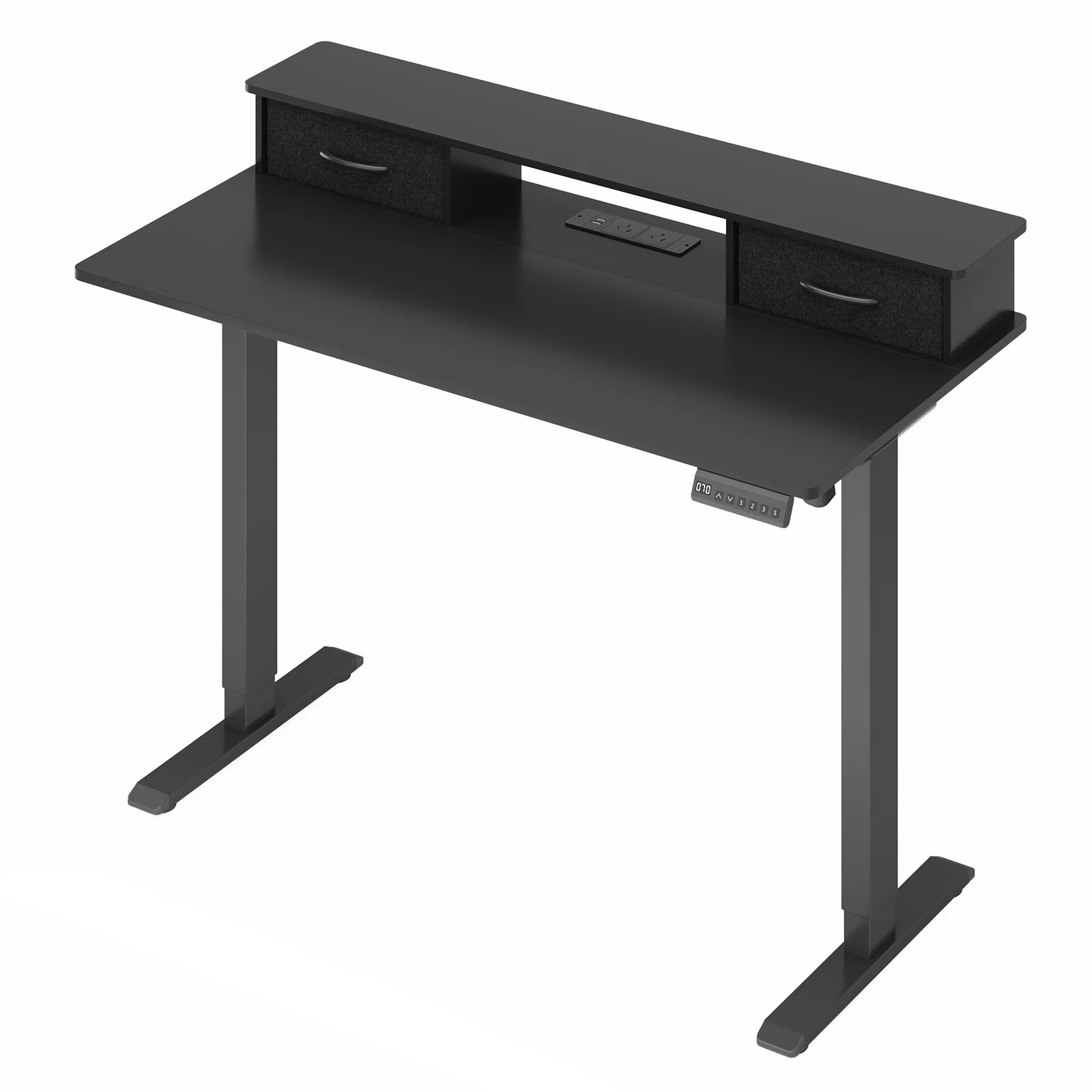 4 Advwin Electric Standing Desk with Monitor Stand 2 Drawers - Black, 4 of 6