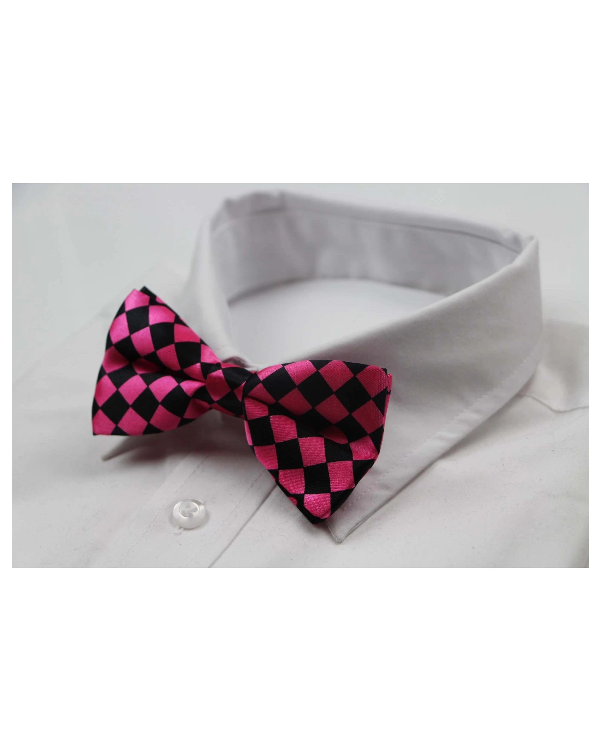 1 Zasel Mens Pink & Black Checkered Block Patterned Bow Tie - Multi, 1 of 4