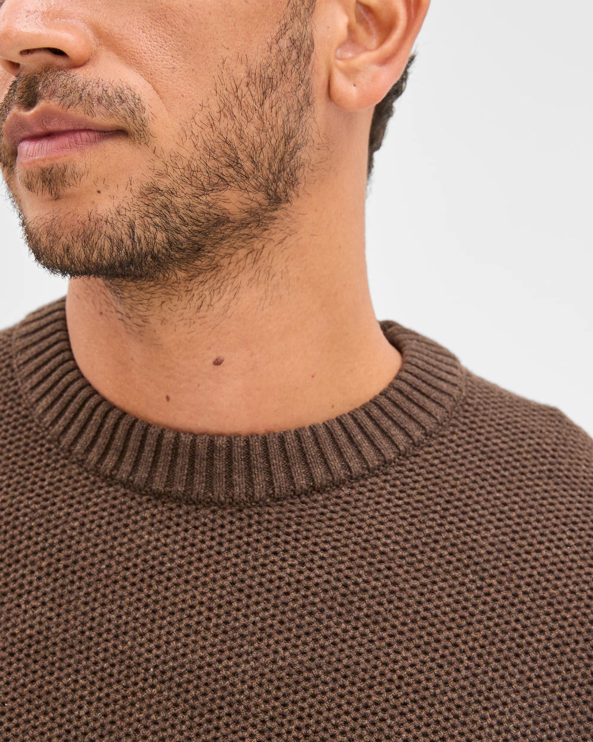 6 Target Man Australian Cotton Midweight Honeycomb Knit Jumper CHOCOLATE, 6 of 6