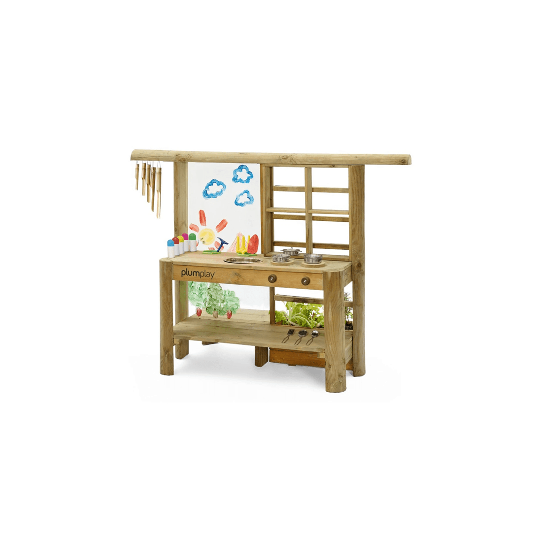 1 Plum Play Au Mud Pie Kitchen Outdoor Wooden Playset For Kids Ages 3 Years
 - Multi, 1 of 7