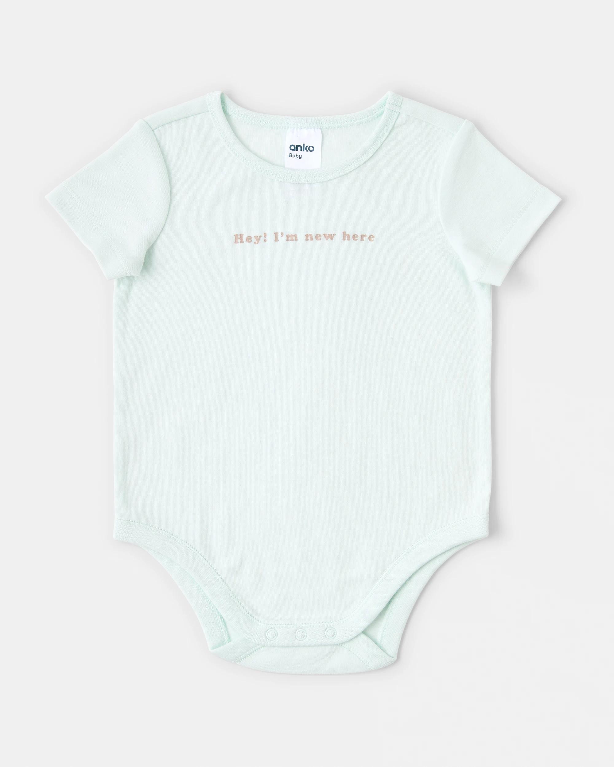 1 Cotton Short Sleeve Print Bodysuit New Here, 1 of 3