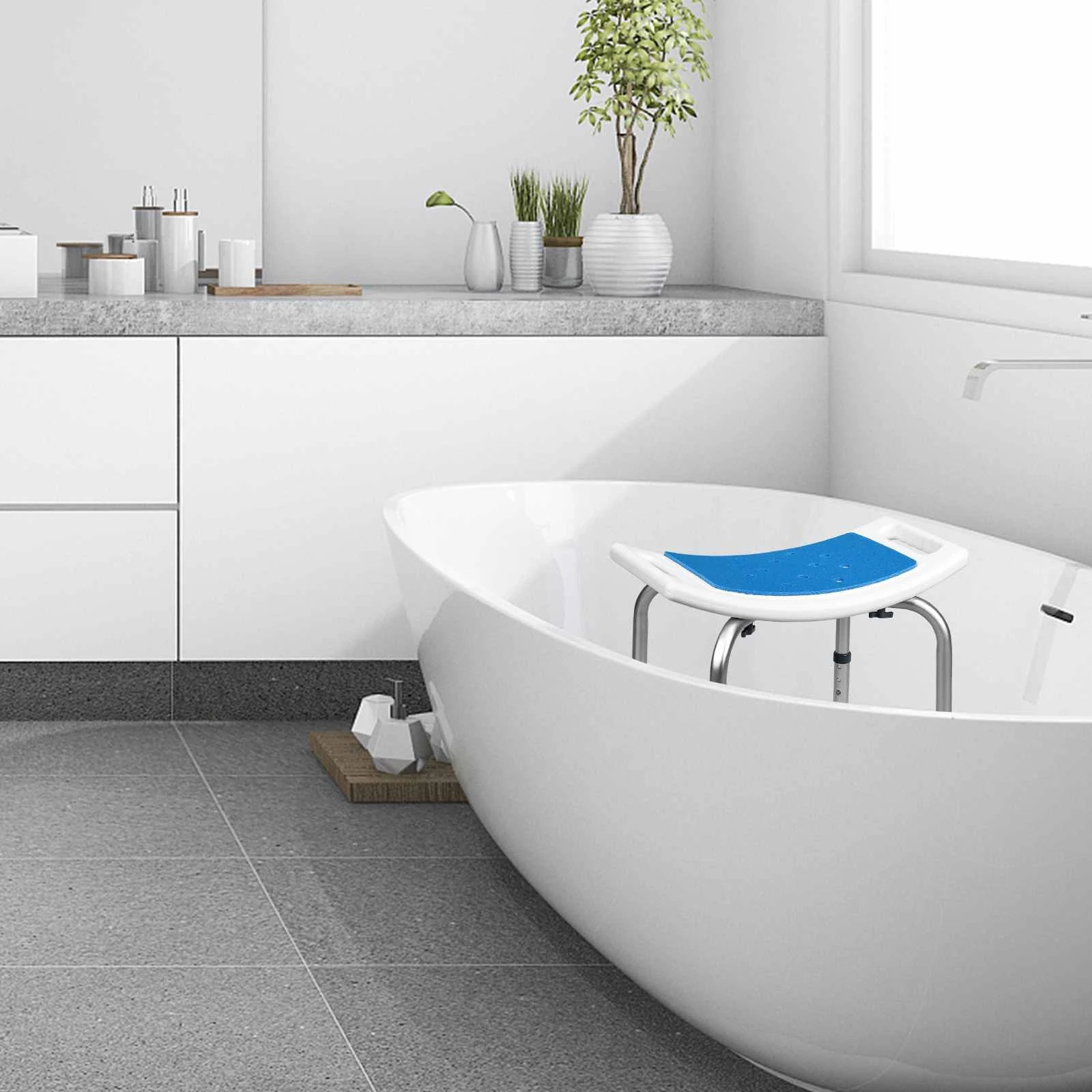 9 Costway Adjustable Shower Stool Lightweight Bathtub Stool for Senior, 9 of 10