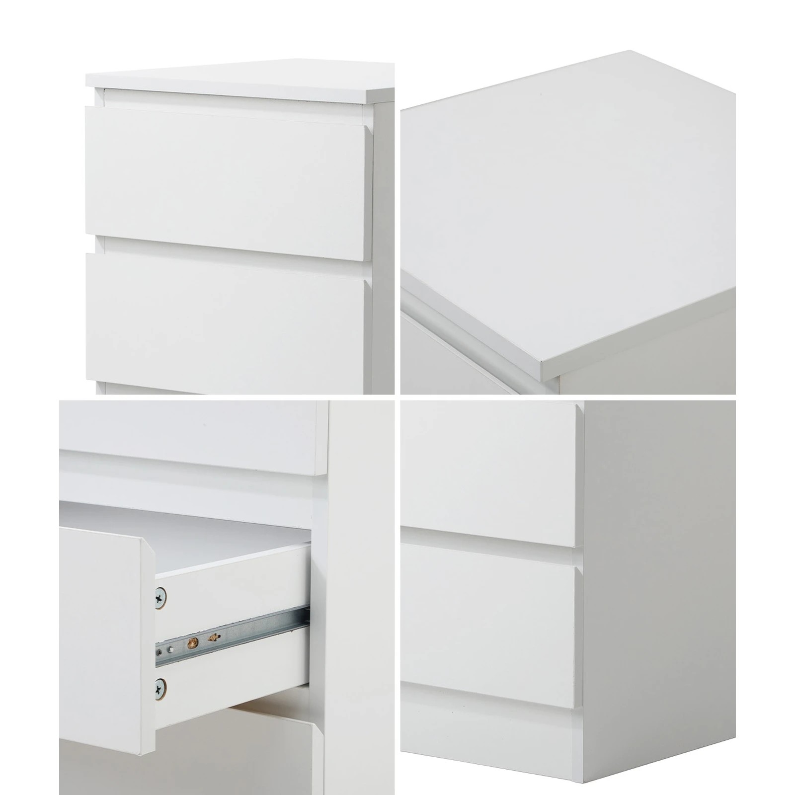 4 Oikiture Bedside Table 3 Drawers Side Tables Storage Cabinet Nightstand
 - White, 4 of 10