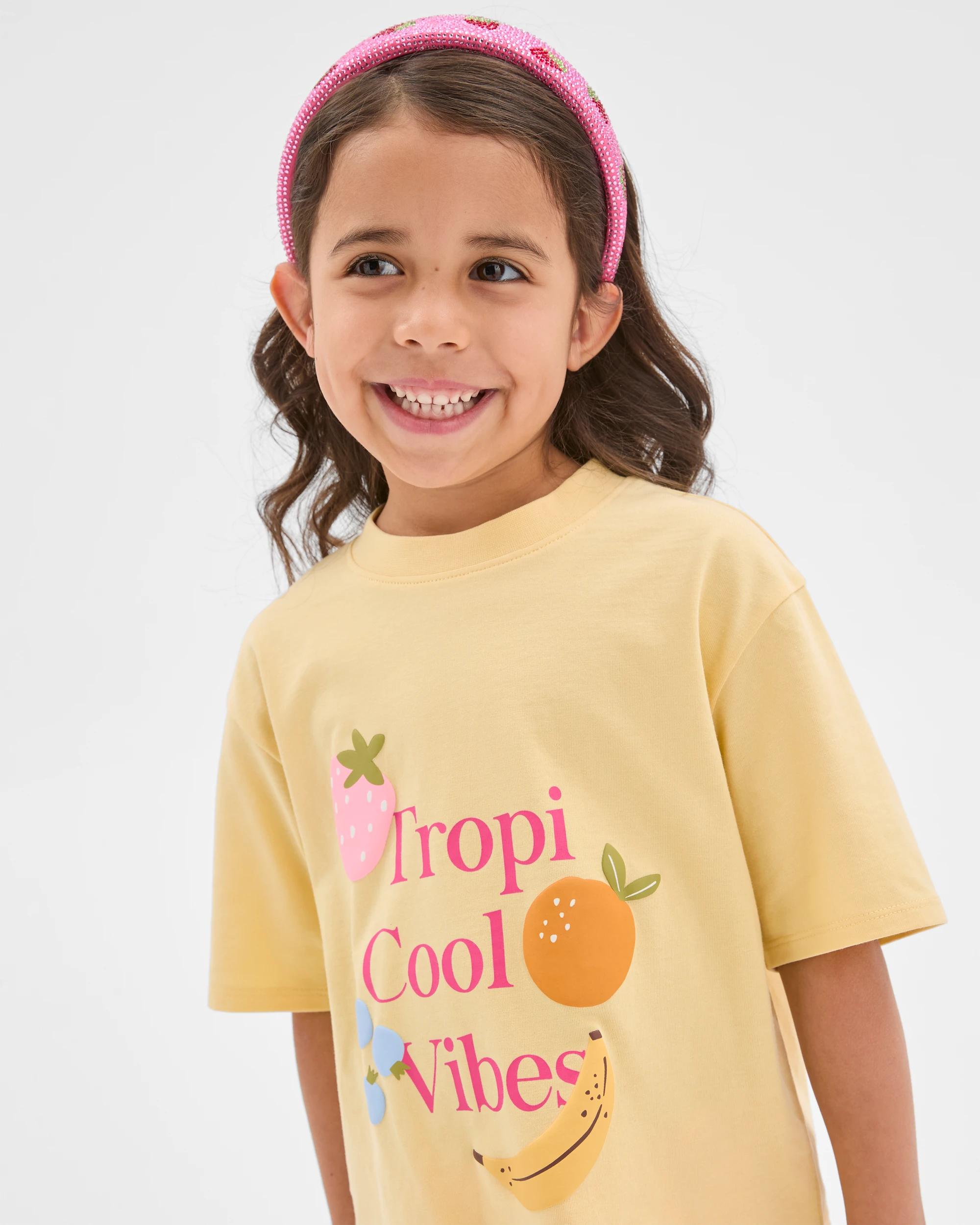 2 Target Kids Australian Cotton Blend T-Shirt and Bike Shorts Set YELLOW FRUIT, 2 of 7