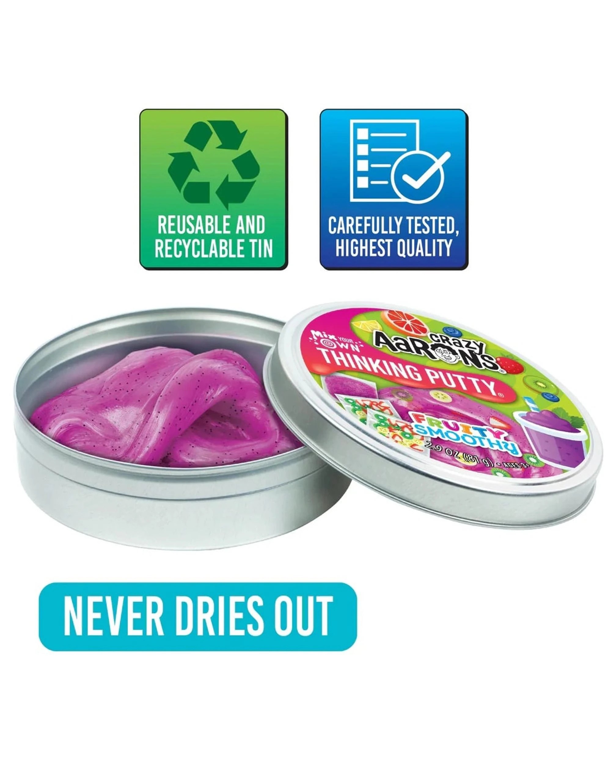 5 Crazy Aaron's Thinking Putty Mix Your Own Fruity Smoothy 4 inch Tin, 5 of 5