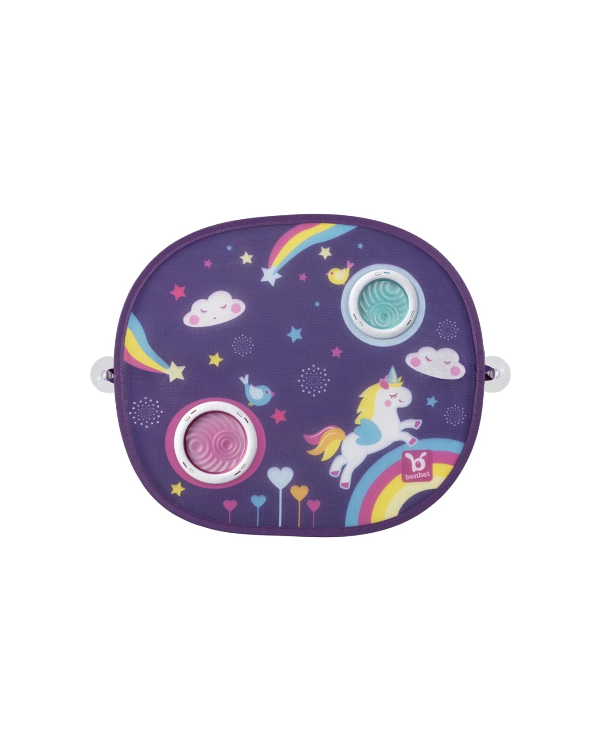 1 Benbat Kids Car Window Sunshade Round Mesh Glare Shield Unicorn Collection - Multi, 1 of 2