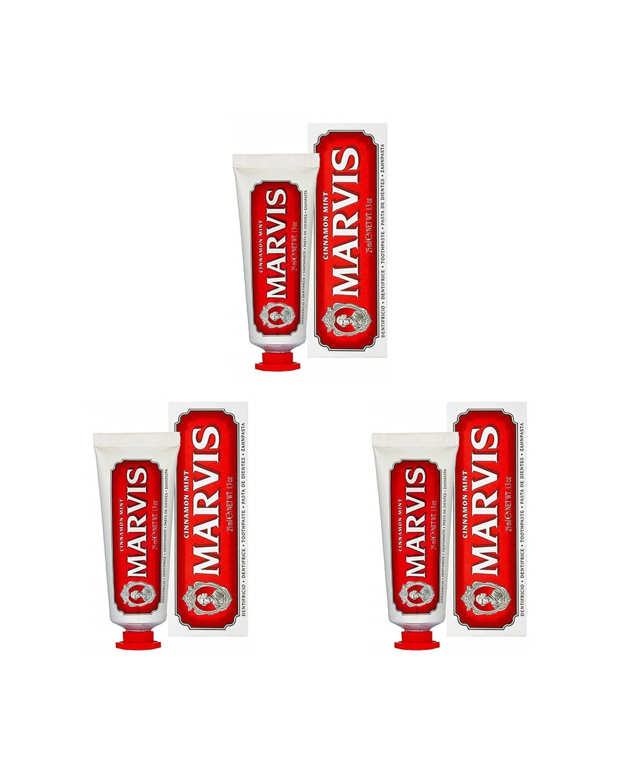 1 Marvis 3Pk Travel Size Oral Care Toothpaste Cinnamon 25Ml Pack Value Set - Red, 1 of 1