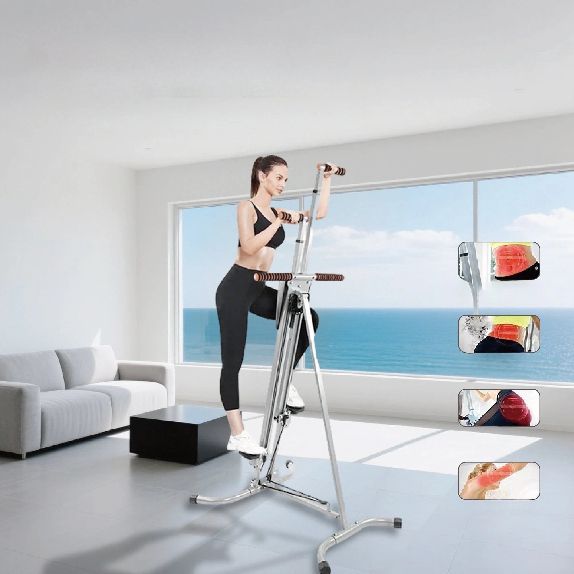 2 Fitness Master Vertical Climber Exercise Machine Home Stair Stepper 5level 120kg, 2 of 10