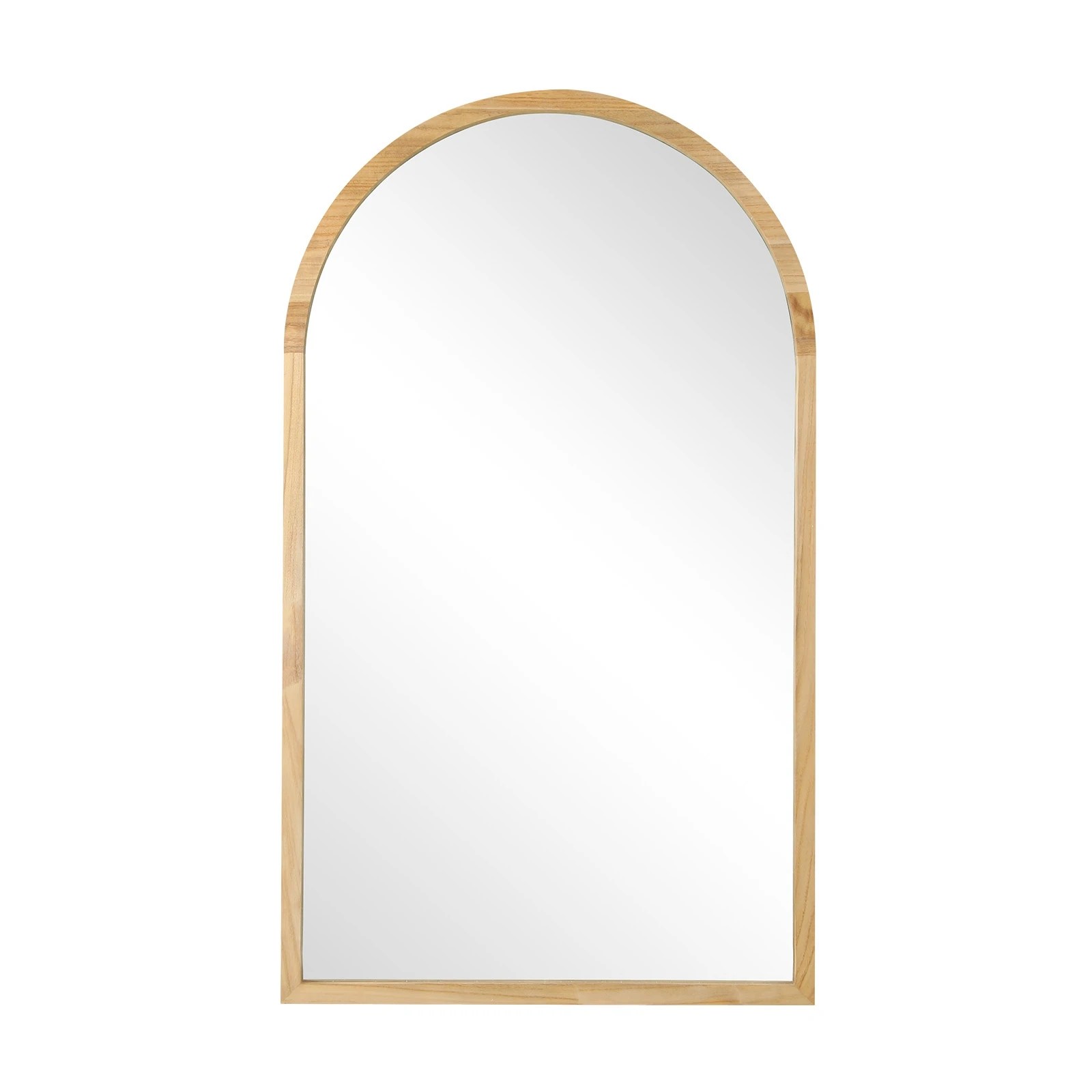 1 Oikiture Arched Wall Mirrors Vanity Home Decor Makeup Mirror 86x50cm Wooden
 - Natural, 1 of 9