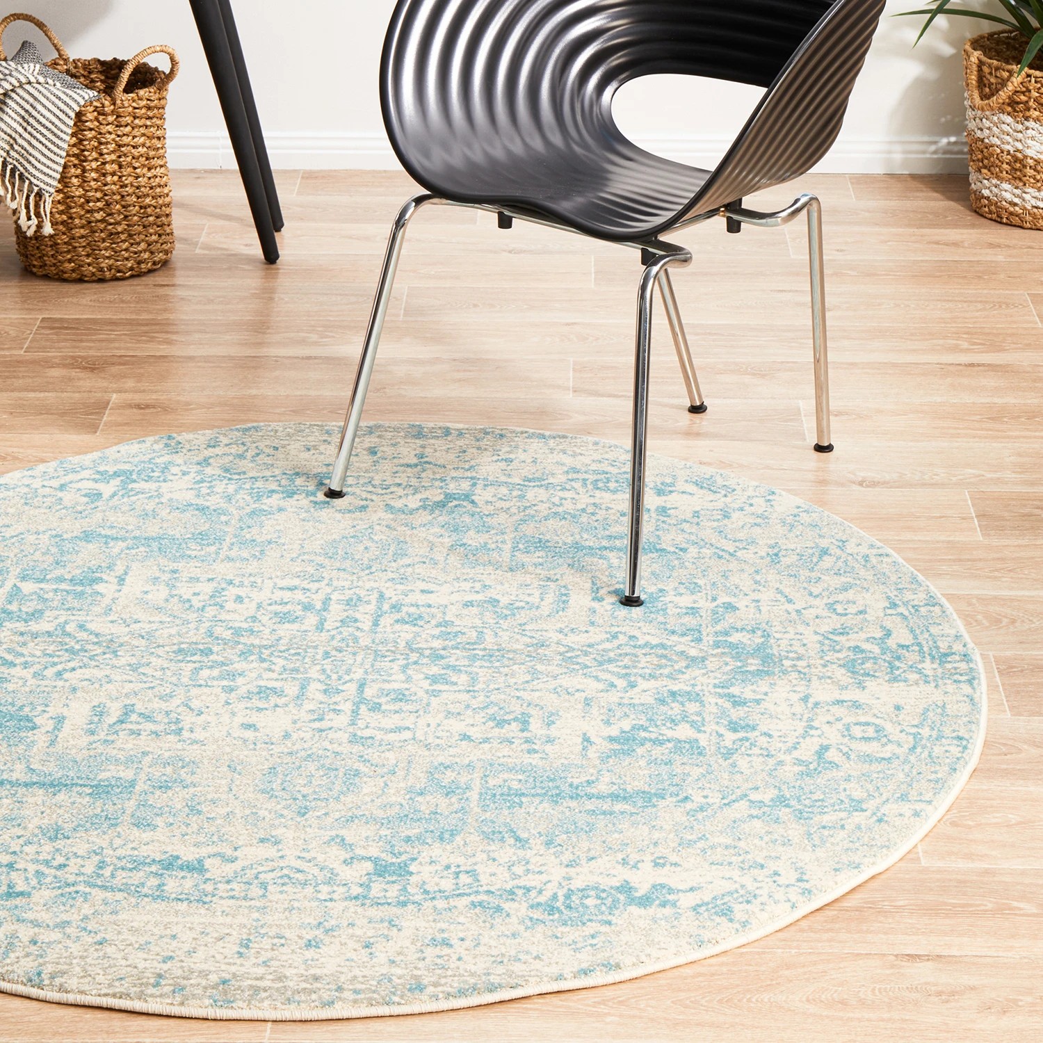 2 Common Ground Rugs Encore 253 200x200cm - Medium Round Power Loomed Pet Friendly Rug - Blue, 2 of 7