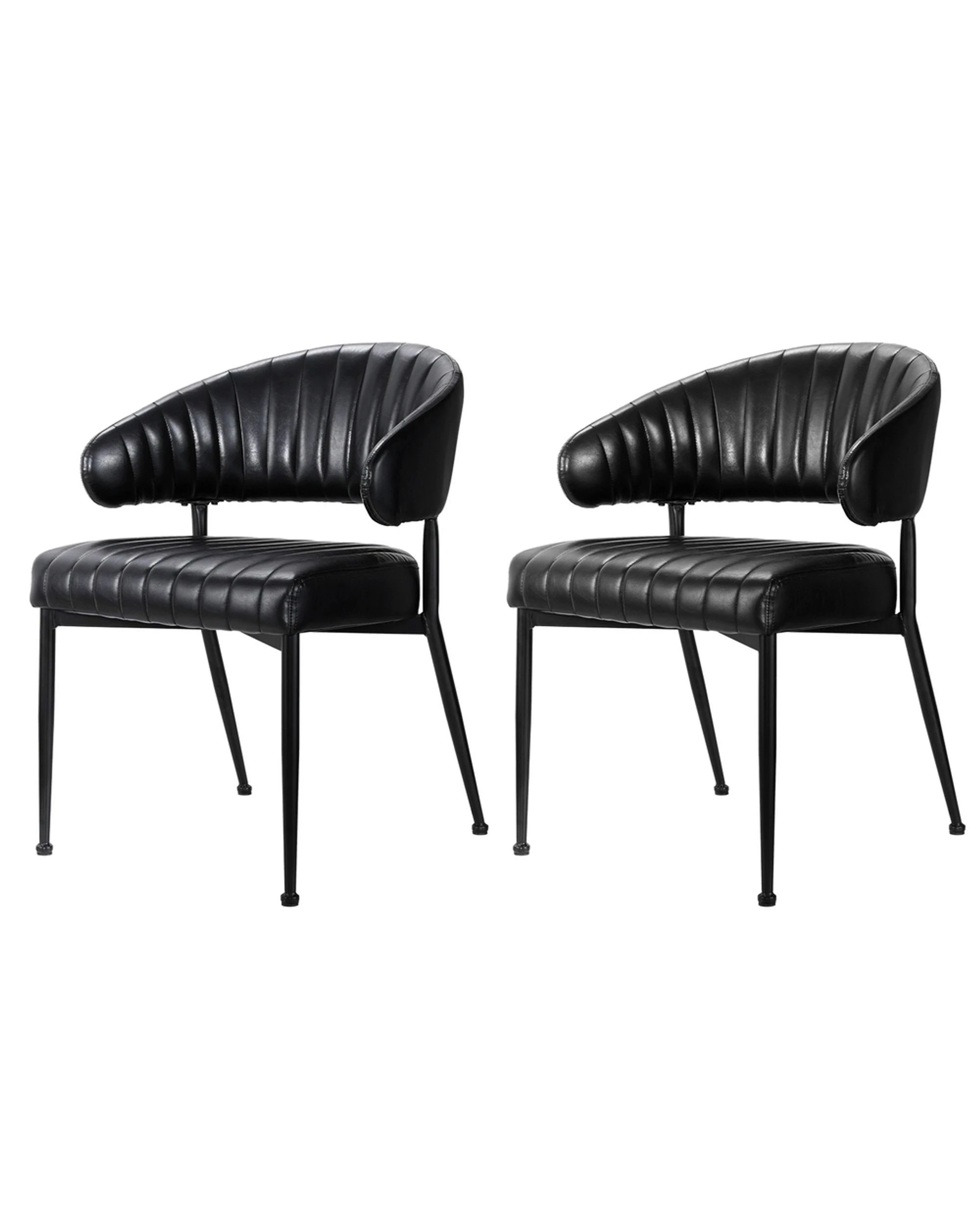 1 Artiss Dining Chairs Set Of 2 Leather Hollow Armchair
 - Black, 1 of 3