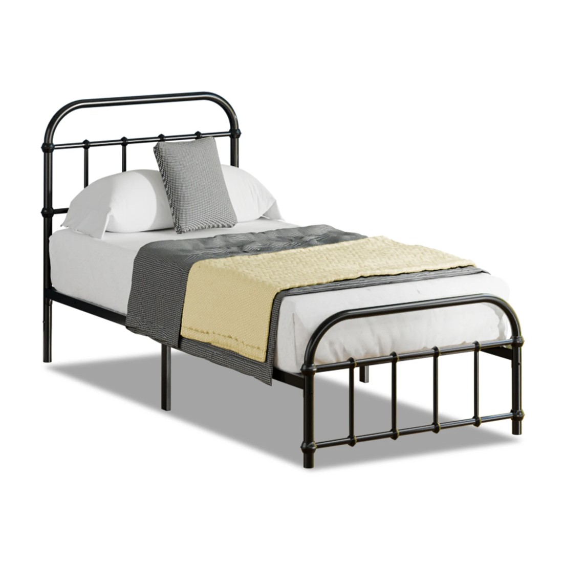 8 Alfordson Metal Bed Frame Single Size Mattress Base Industrial Platform - Black, 8 of 10