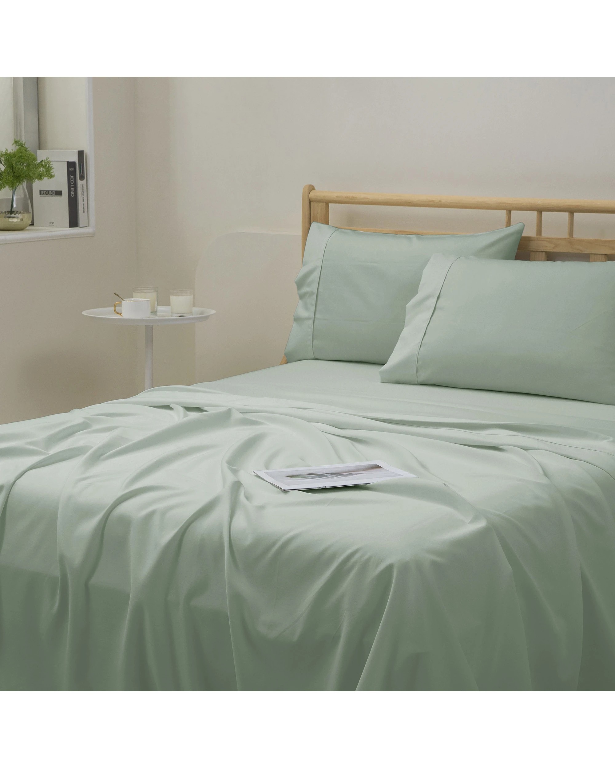 2 Dreamaker 1500TC Cotton Rich Sateen Sheet Set - Single Bed - Sage, 2 of 7