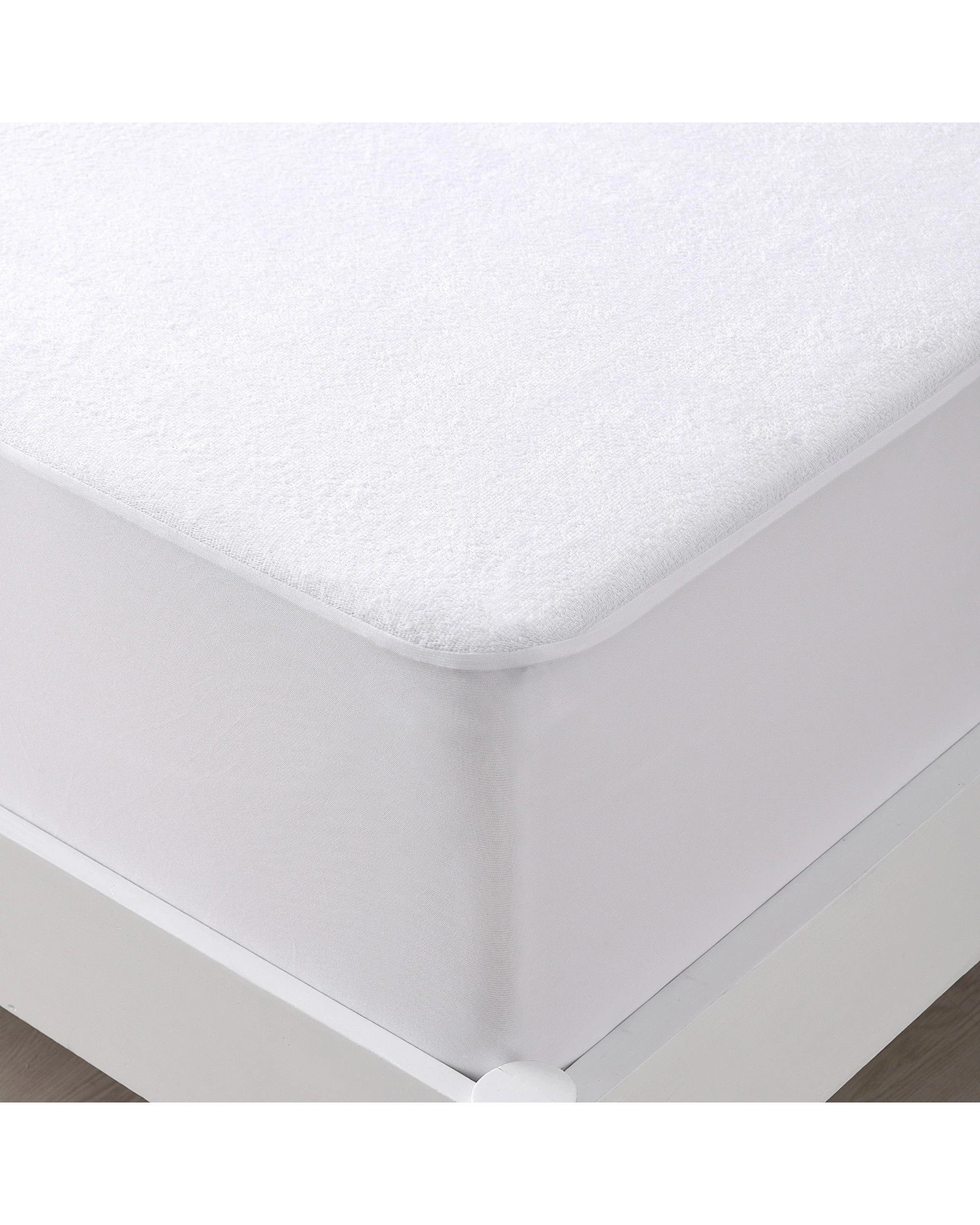 4 Dreamaker Cotton Terry Towelling Waterproof Mattress Protector - Long Single Bed - White, 4 of 7