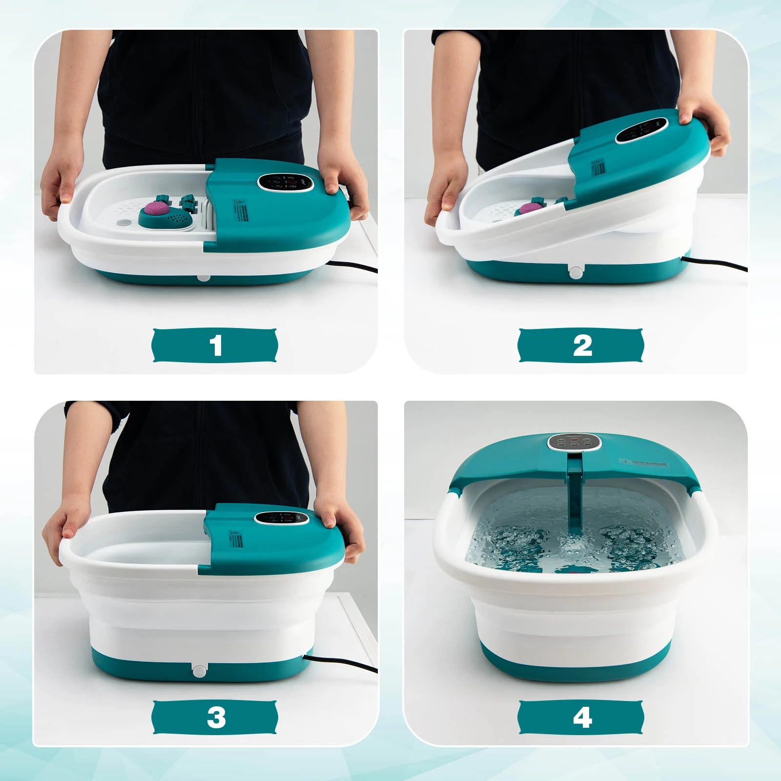5 Costway Folding Foot Bath Massage w/Remote Control Foot Spa Basin - Blue, 5 of 5
