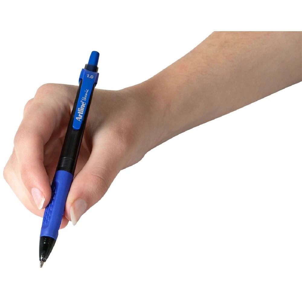 3 Artline Ikonic Retractable Ballpoint Pen Blue 3 Pack, 3 of 3