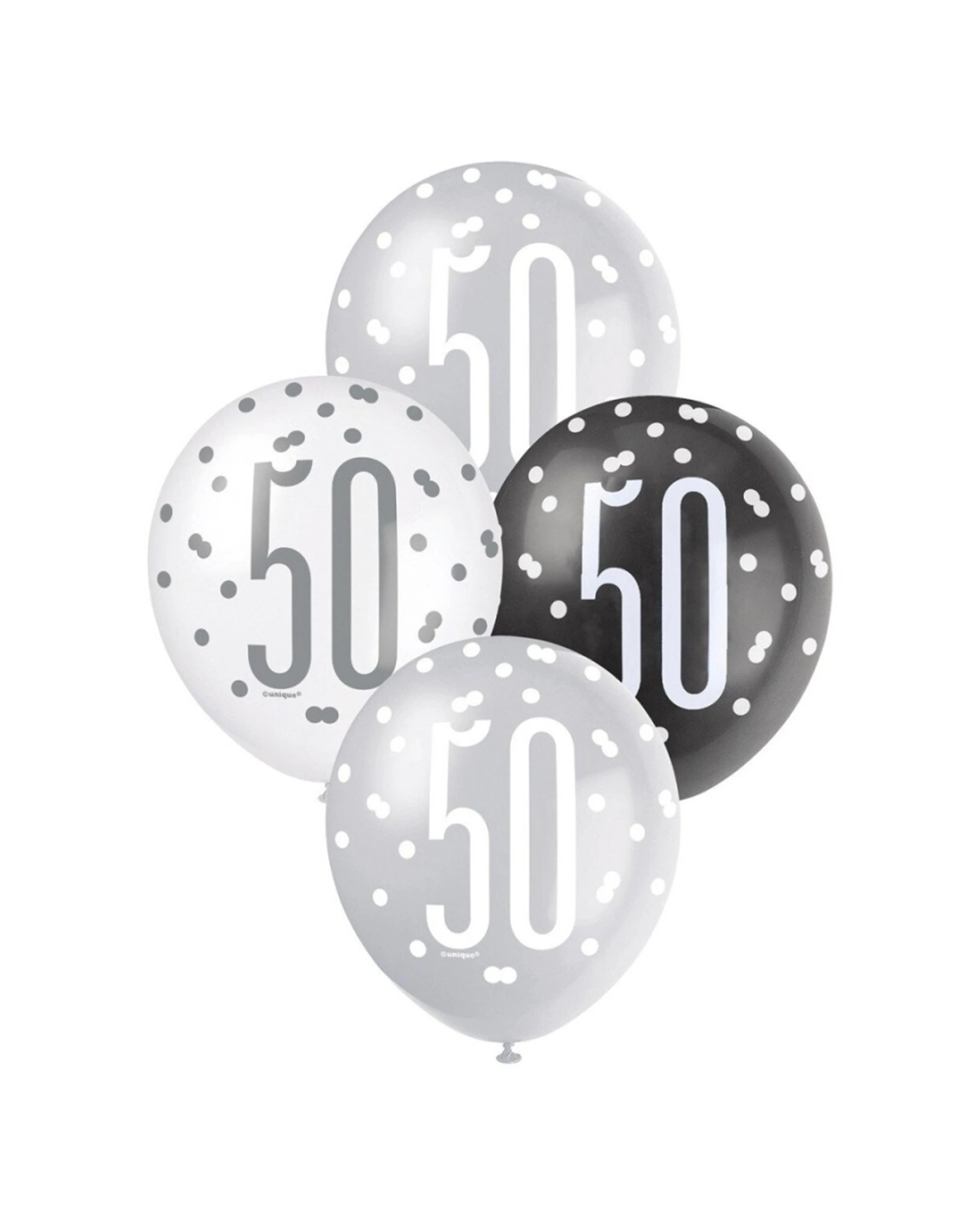 1 Meteor Party 6pc Latex Balloons 50th Birthday 30cm - Black, 1 of 1