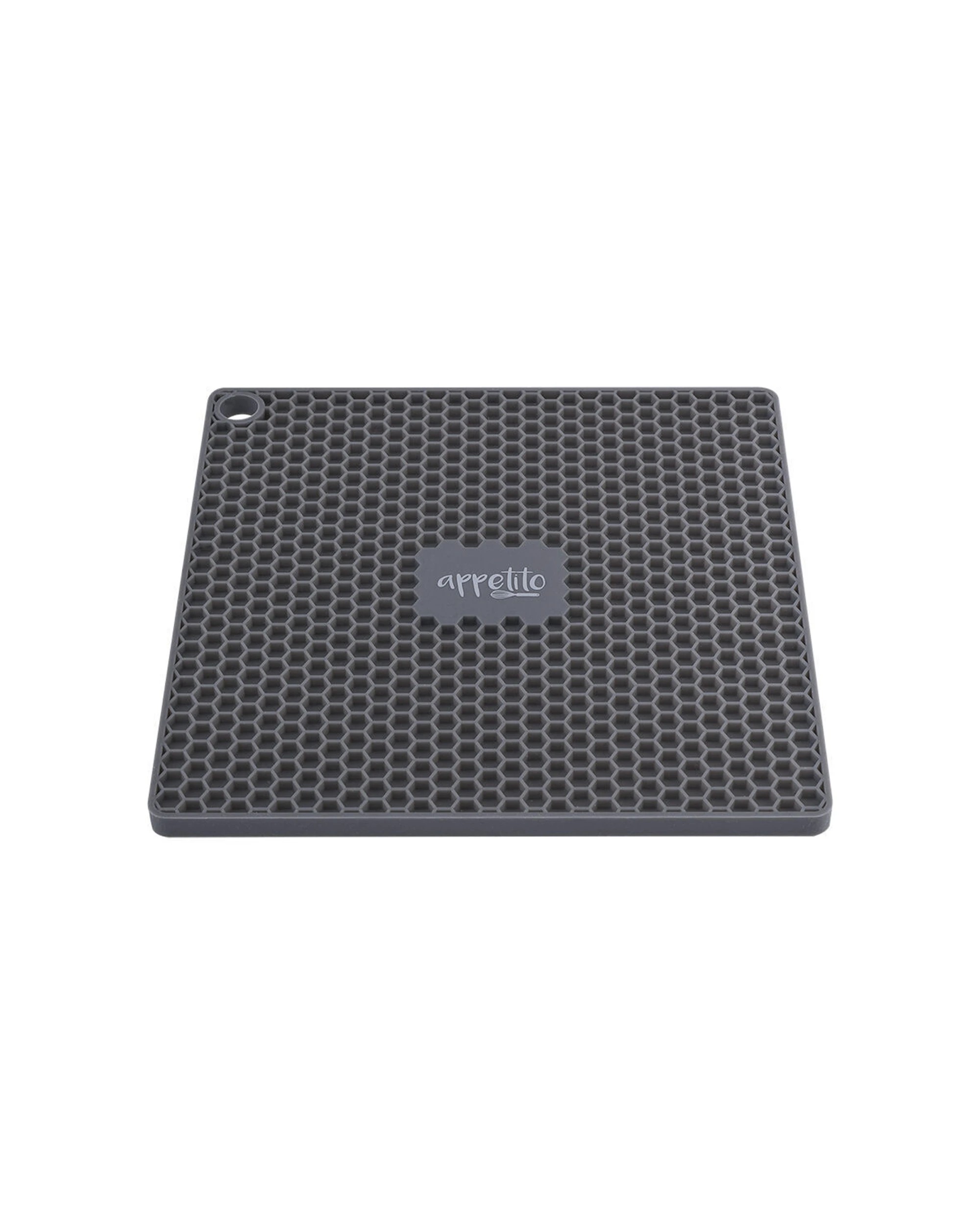 2 Appetito 6PK Silicone Square Trivet Table Mat 17.3cm Heat Resistant - Charcoal, 2 of 3