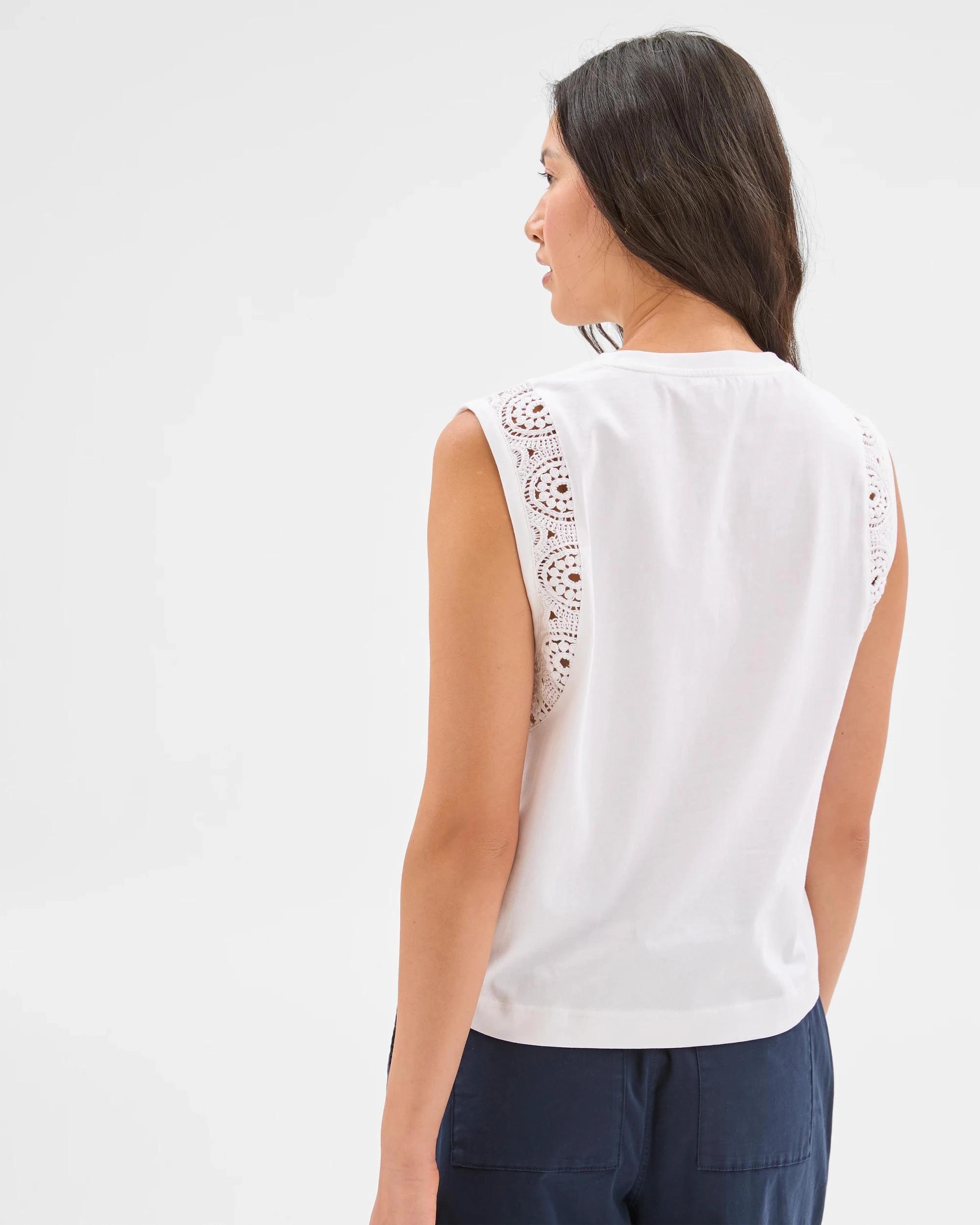 5 Target Australian Cotton Sleeveless Crochet Tank Top WHITE, 5 of 5