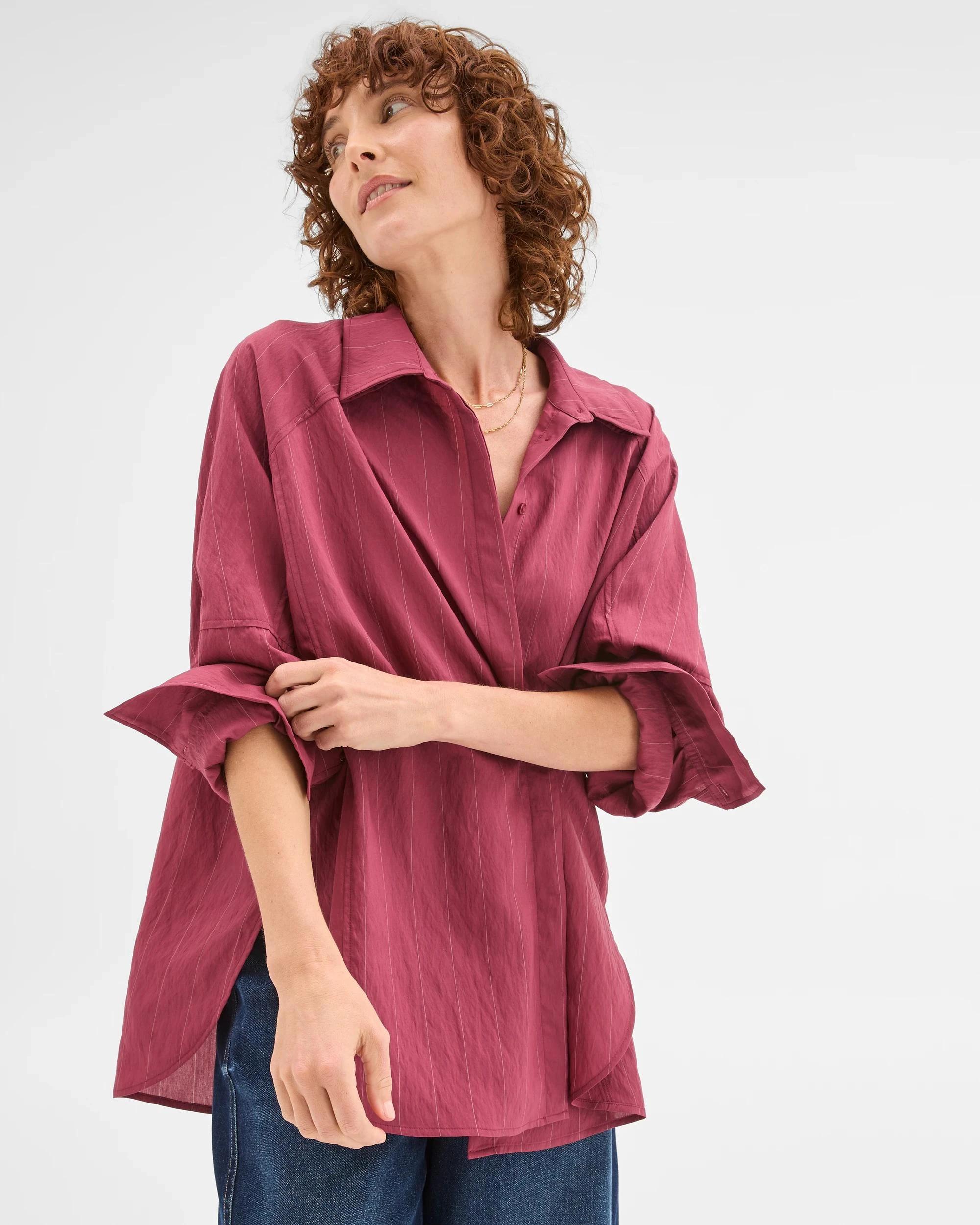 3 Target Woman Relaxed 2-Way Shirt MULBERRY STRIPE, 3 of 6