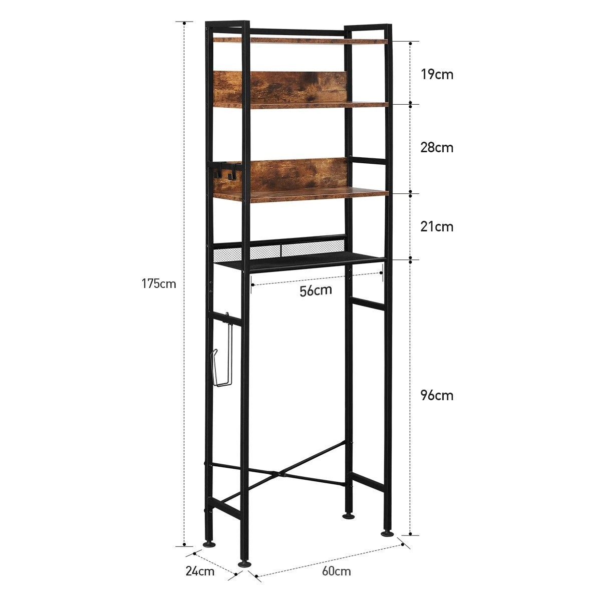 2 LUXSUITE 4 Tier Bathroom Shelf Rack Over Toilet Washing Machine Laundry Towel Organiser Shelves Space Saver Freestanding, 2 of 3