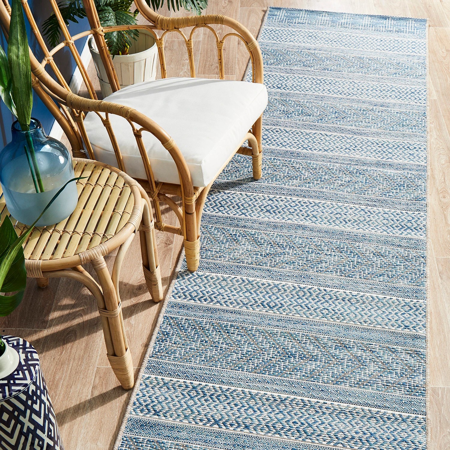 2 Common Ground Rugs Portico 5505 Outdoor 300x80cm Runner - Medium Pet Friendly Rug - Blue, 2 of 7