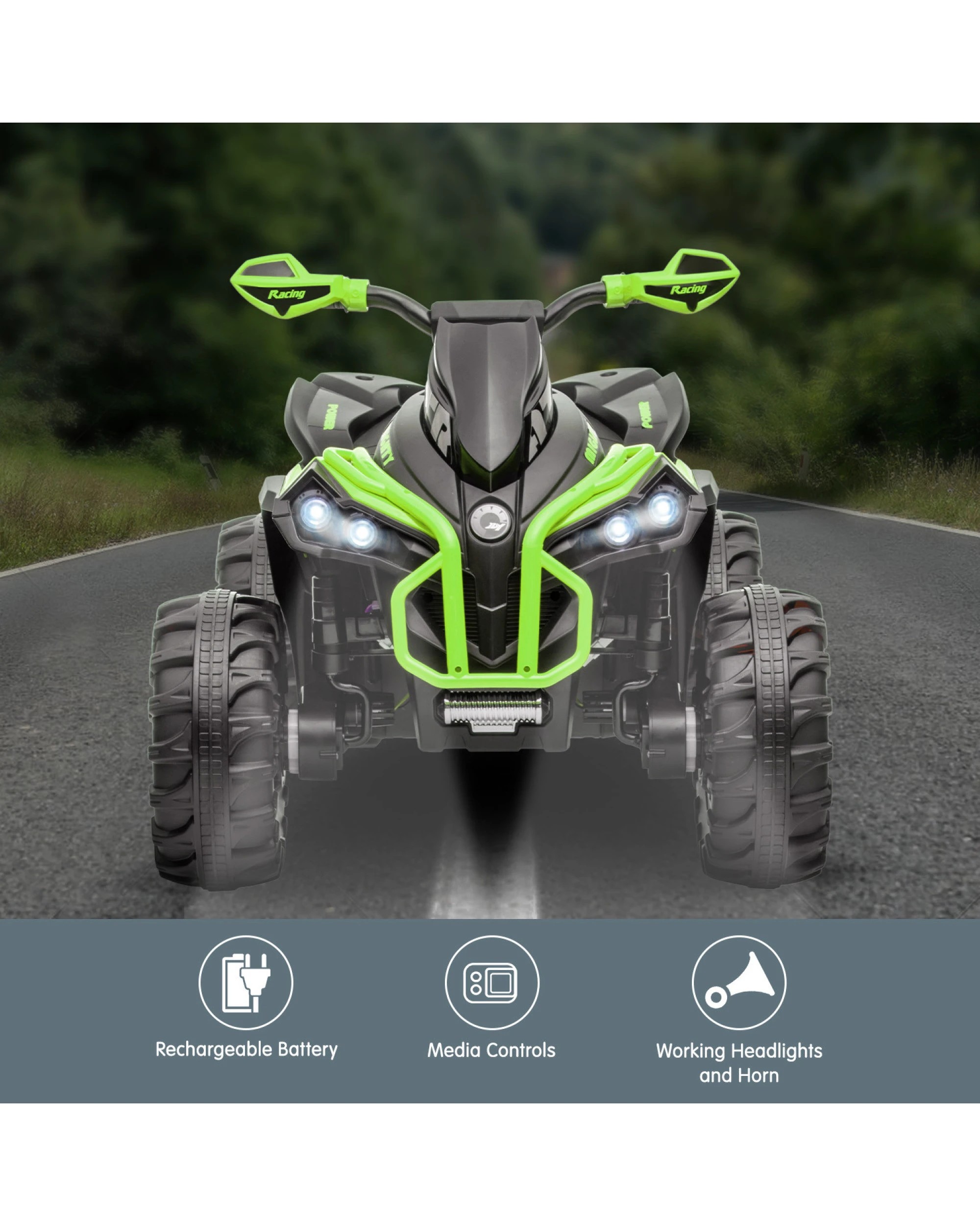 3 Kahuna Gts99 Kids Toy Electric Ride On Quad Bike Toy Atv 50w - Green, 3 of 10