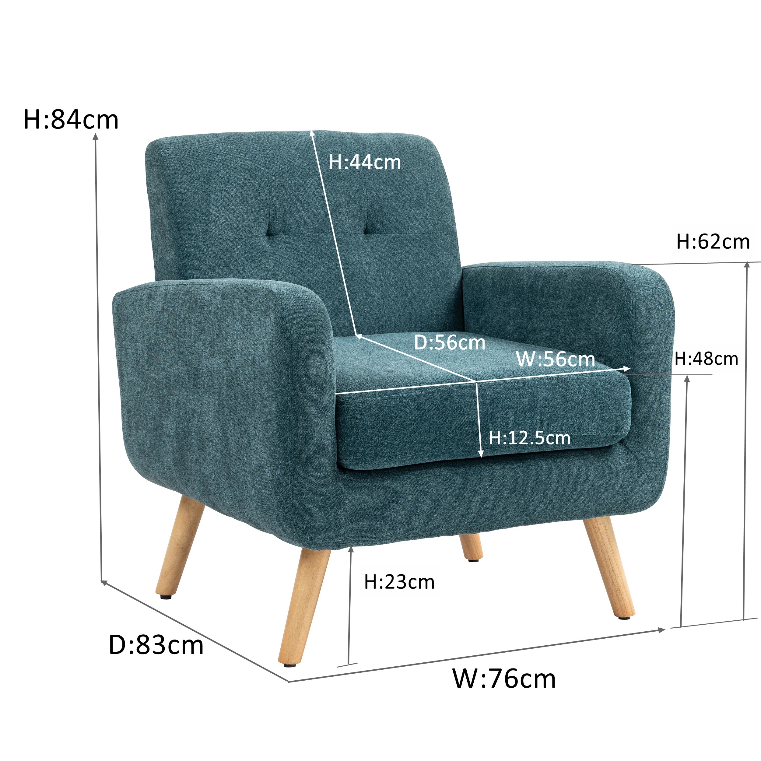 10 IHOMDEC Upholstered Tub Armchair with Rubber Wood Legs - Green - Green, 10 of 10