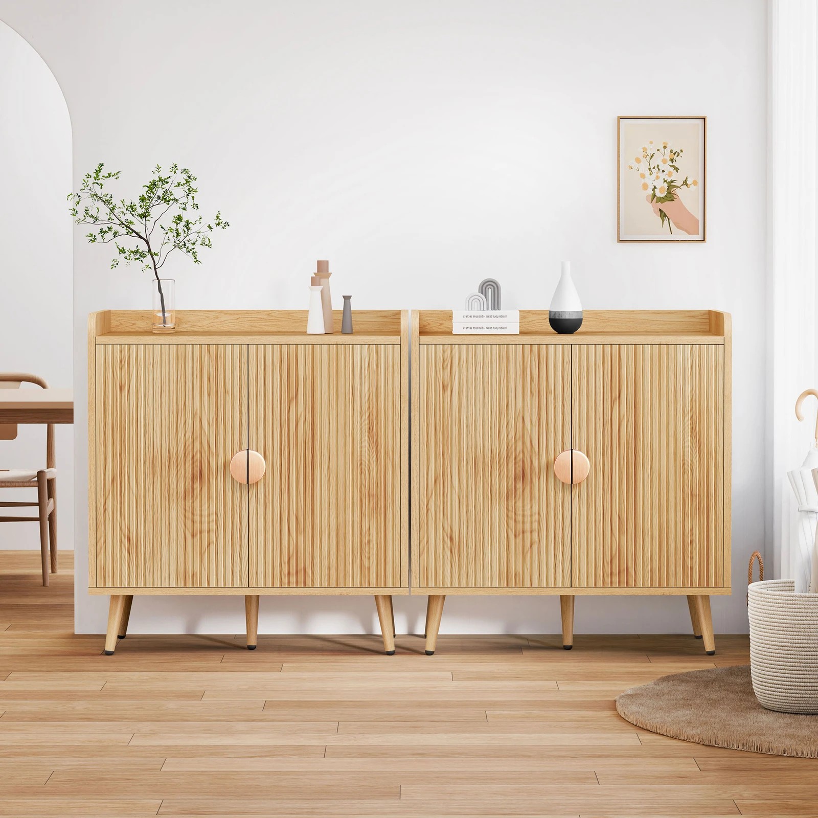 10 Alfordson Buffet Sideboard Cupboard Storage Cabinet Hallway Kitchen - Oak, 10 of 10