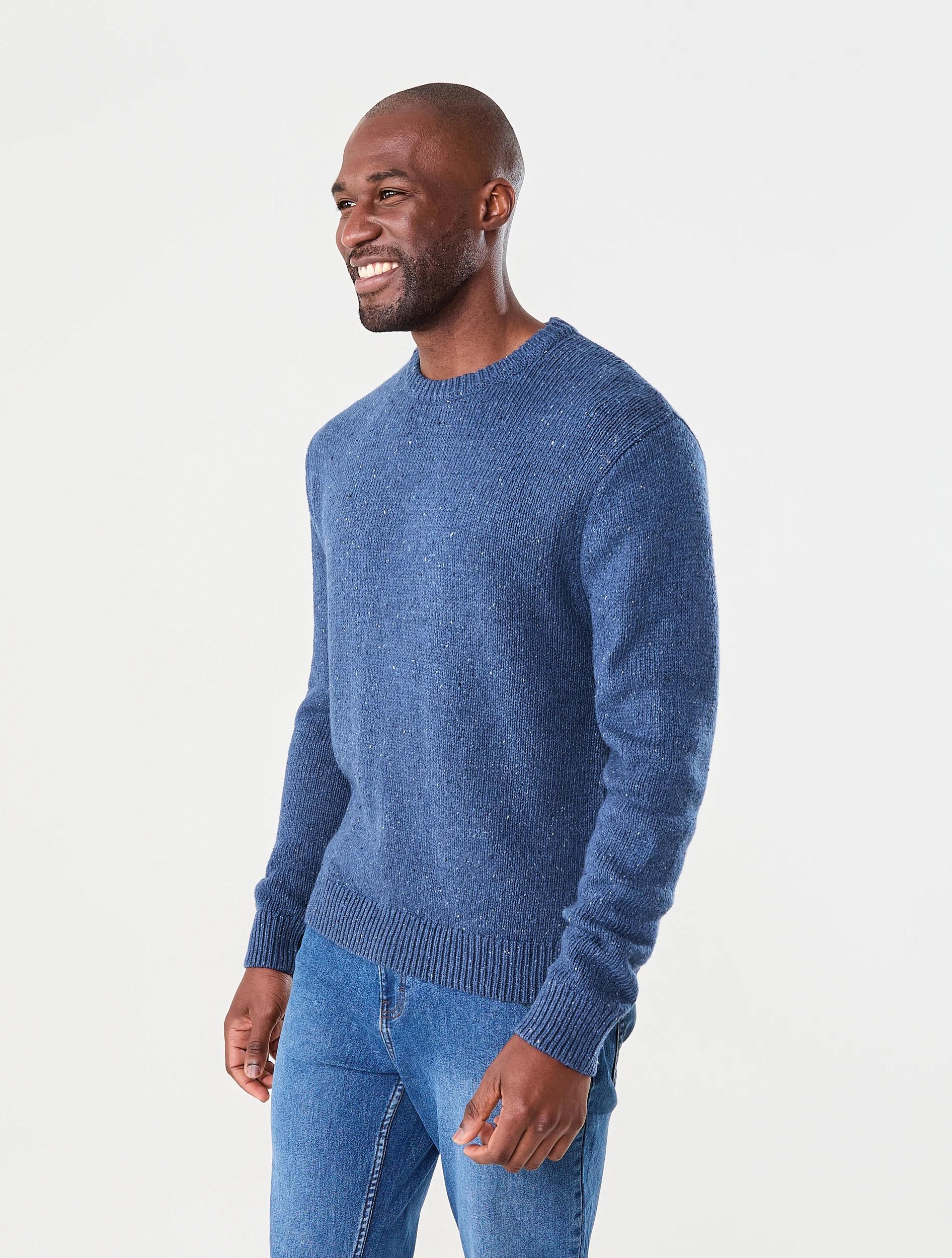 2 Twisted Yarn Crew Knit Jumper Navy, 2 of 6