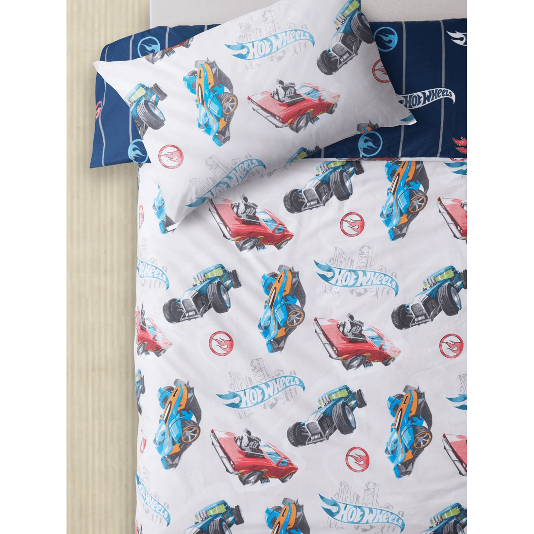 1 Hot Wheels Kids Quilt Cover Set
 - Double Bed
 - Blue, 1 of 4