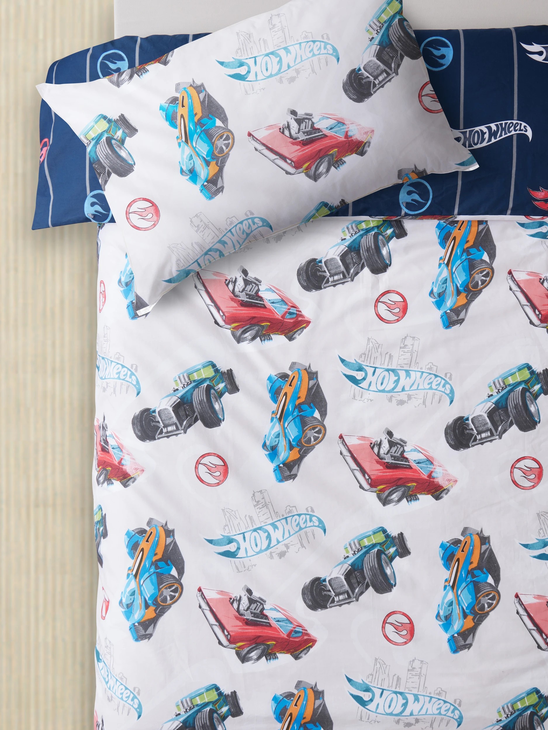 1 Hot Wheels Kids Quilt Cover Set - Double Bed - Blue, 1 of 4