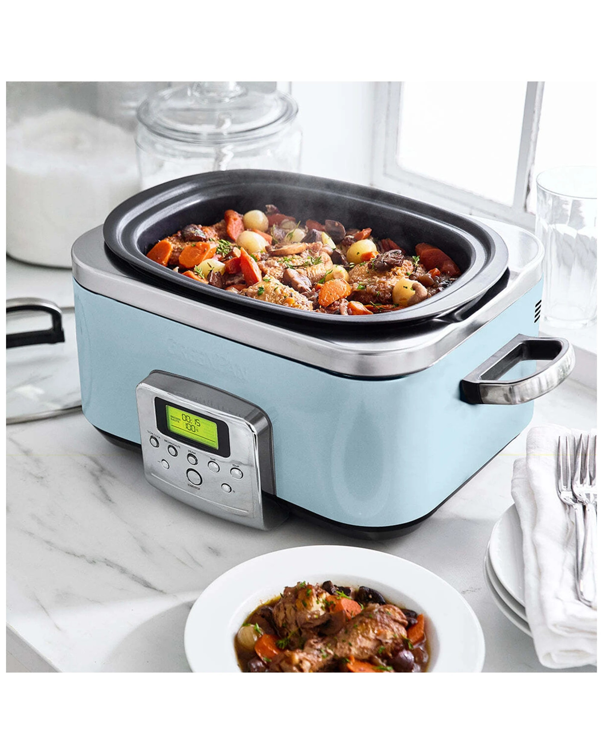 4 Greenpan Elite Blue Haze Electric Slow Cooker 230v 2200w Home Kitchen Cookware
 - Blue, 4 of 8