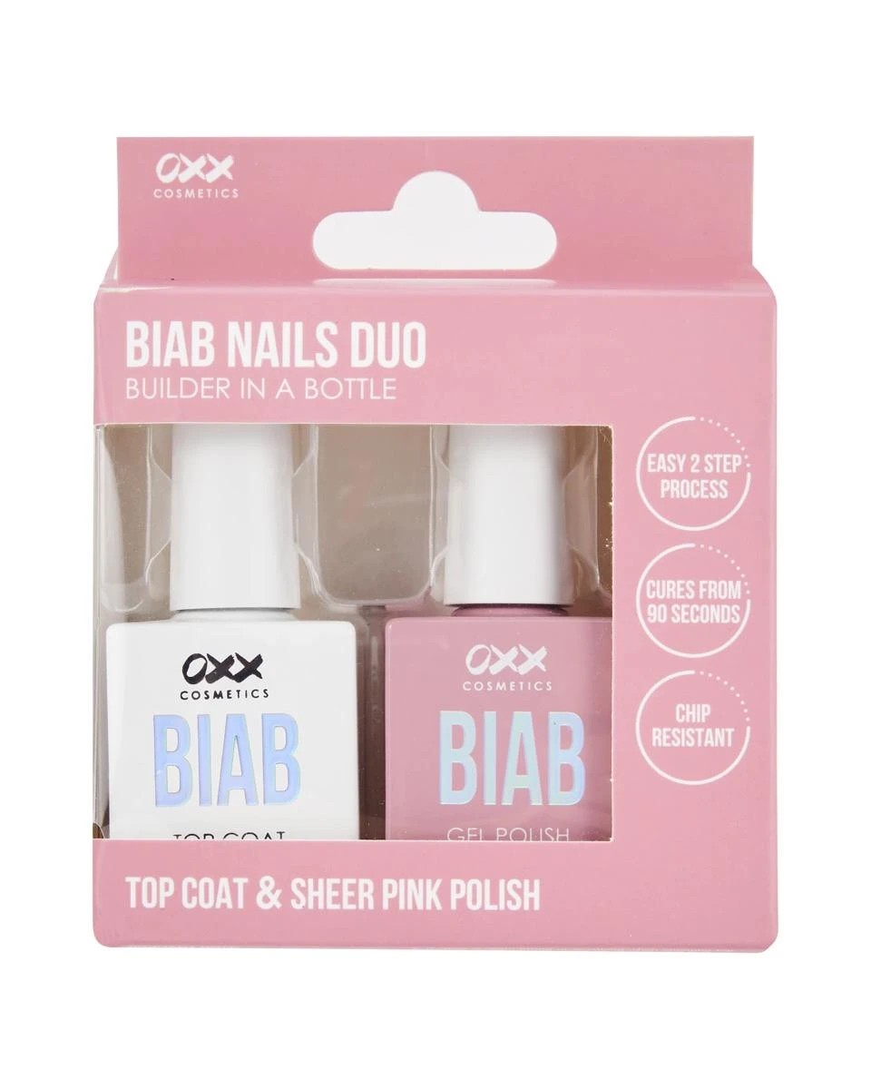 4 OXX Cosmetics BIAB Nail Polish Duo Set - Top Coat and Sheer Pink Polish, 4 of 5