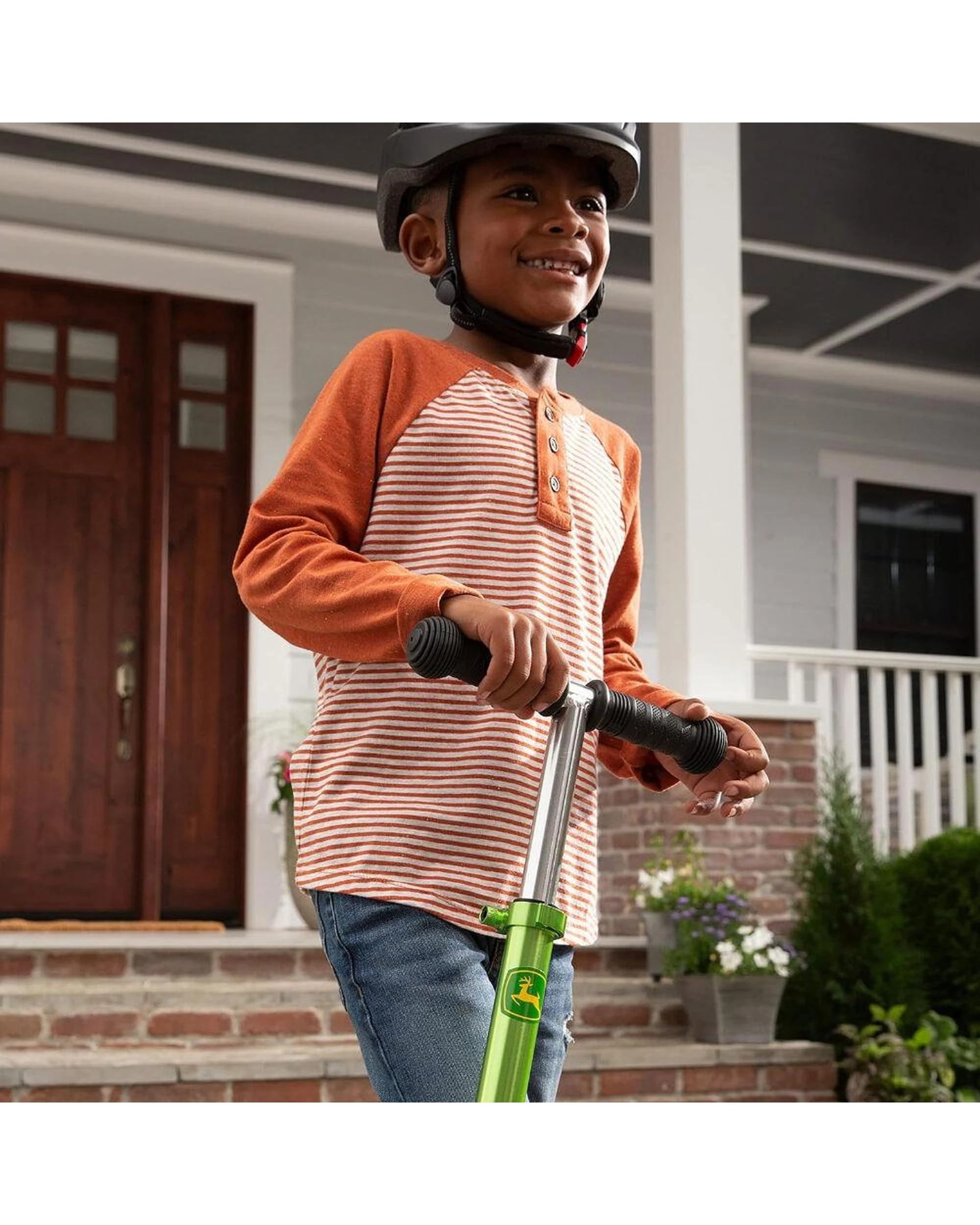 2 John Deere Kids Adjustable Push  Kick Ride On Scooter w Light Up Wheels 5y, 2 of 7