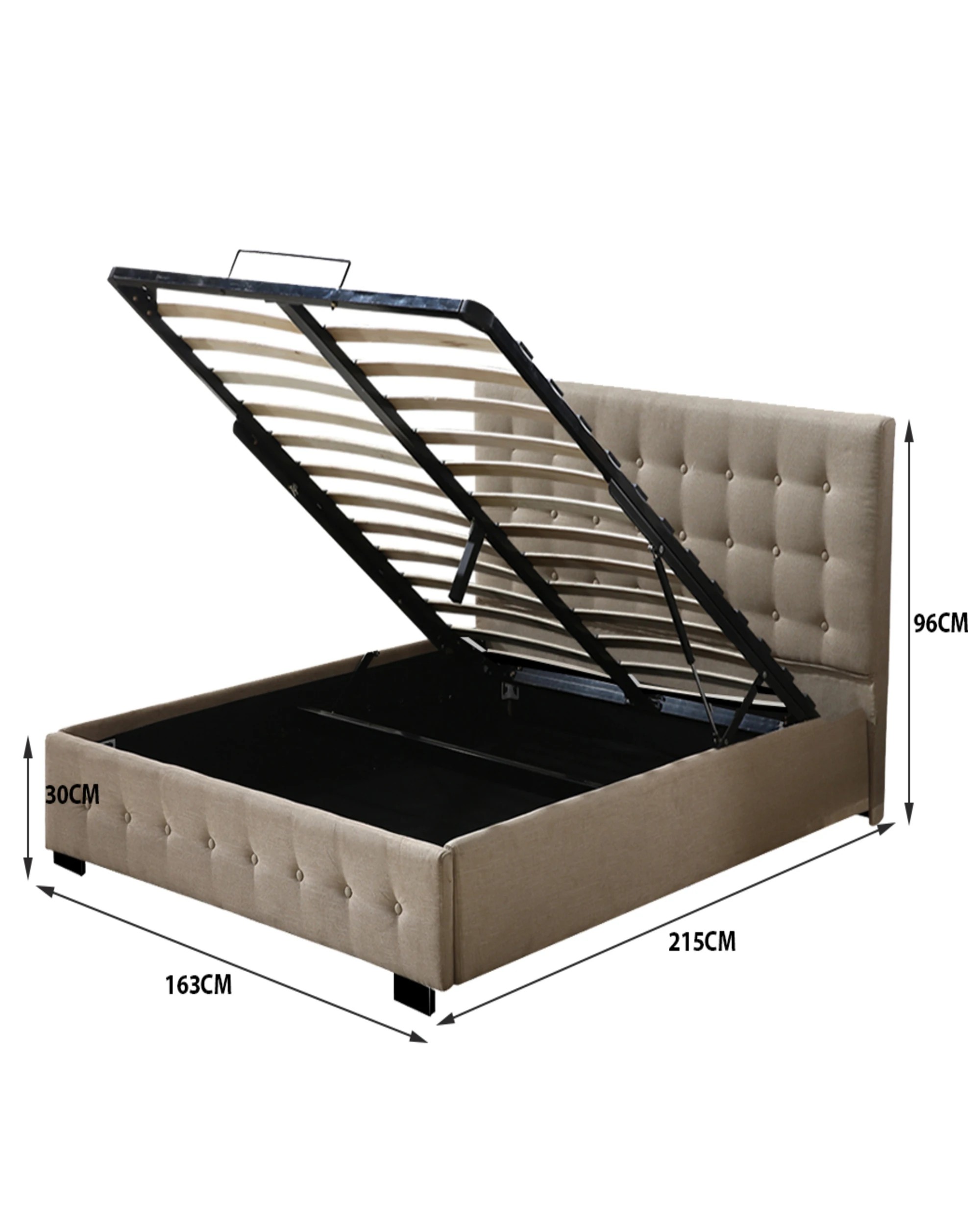 3 Levede Fabric Queen Bed Frame - Beige, 3 of 7
