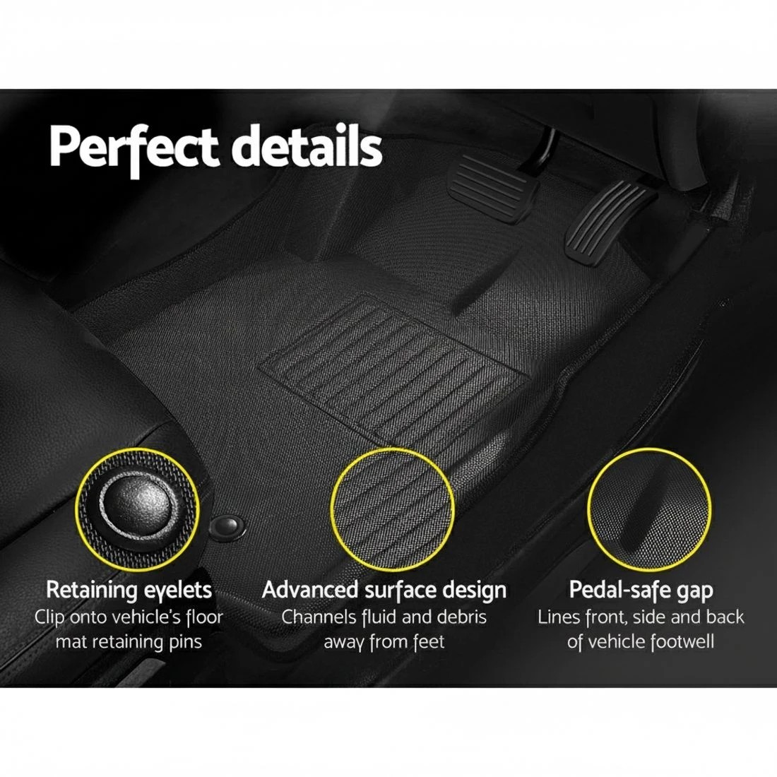 7 Weisshorn Car Floor Mats Rubber Compatible for Mazda BT50 Dual Crew Cab - Black, 7 of 7