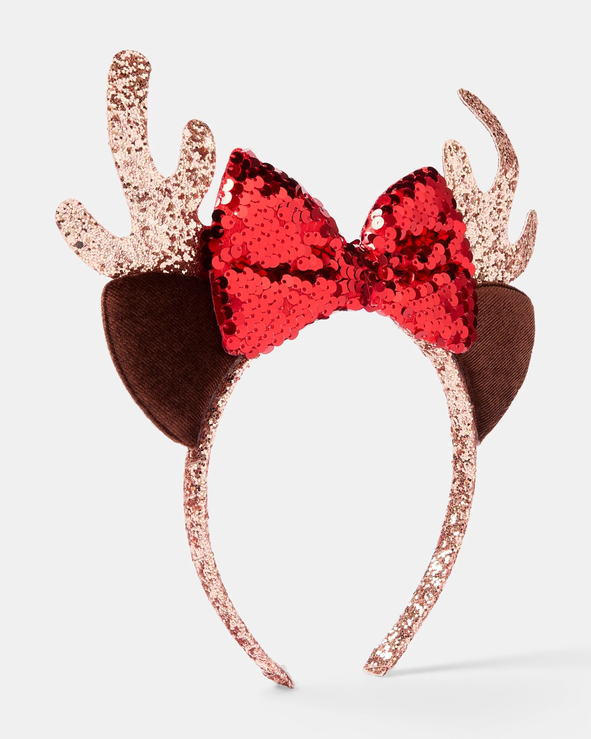 1 Christmas Bow Reindeer Headband - Brown and Red, 1 of 4
