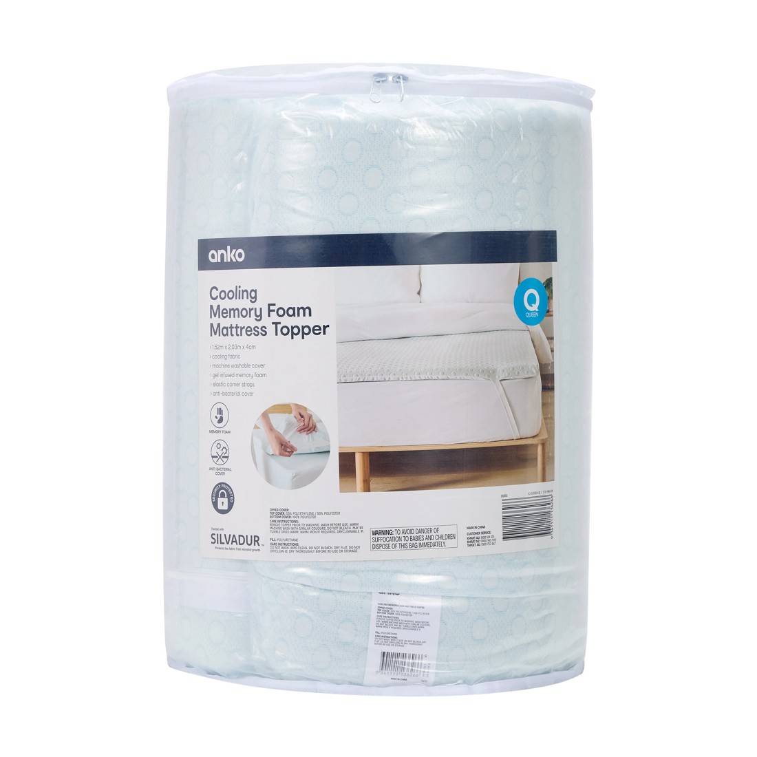 1 Cooling Memory Foam Mattress Topper - Queen Bed, White, 1 of 10